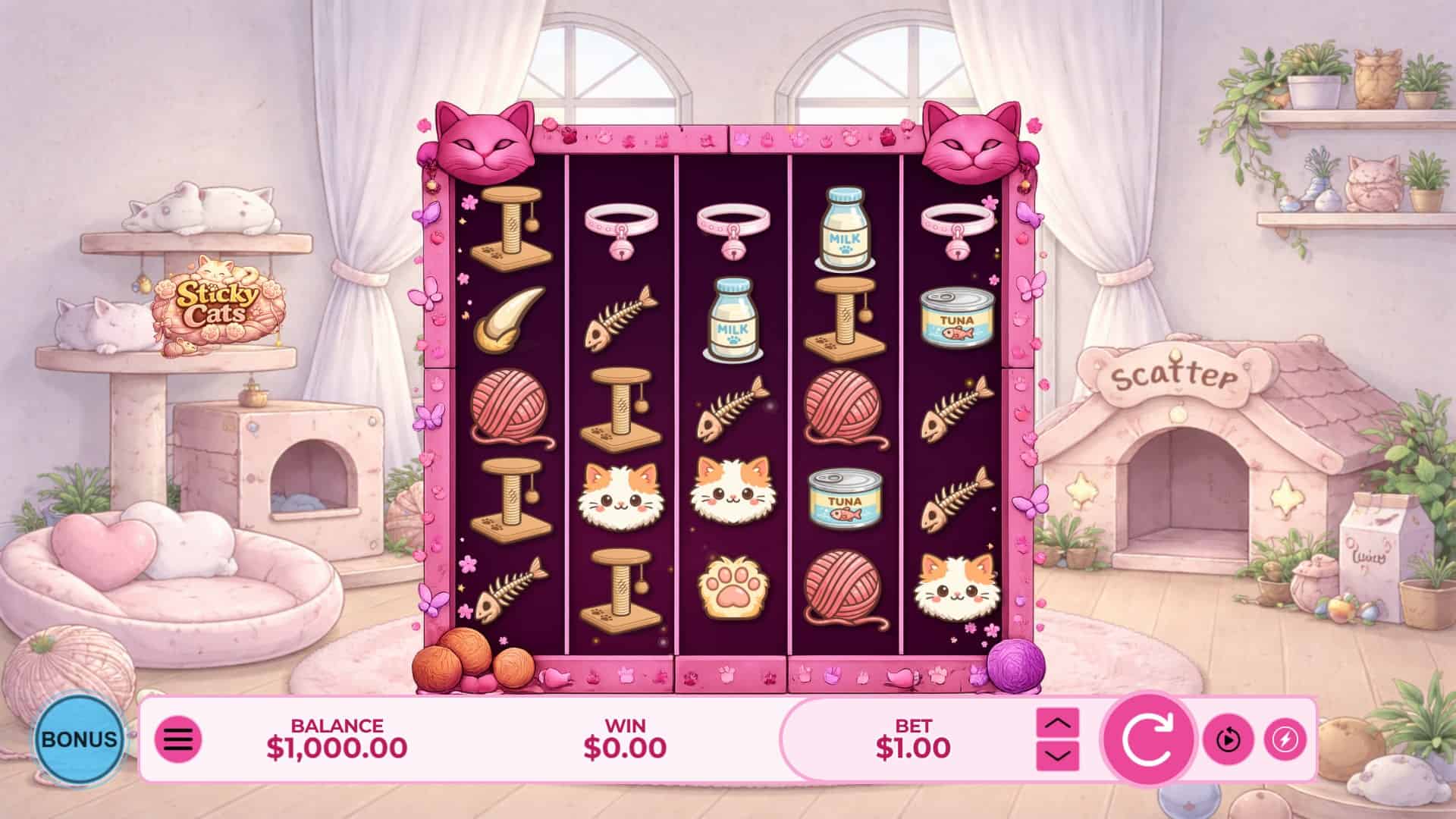Sticky Cats slot gameplay reels