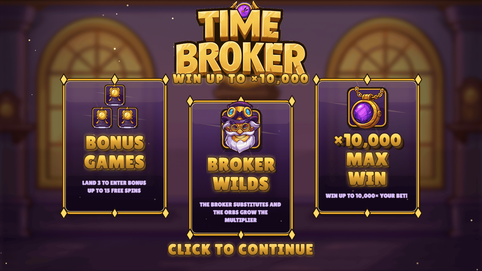 Time Broker slot intro screen