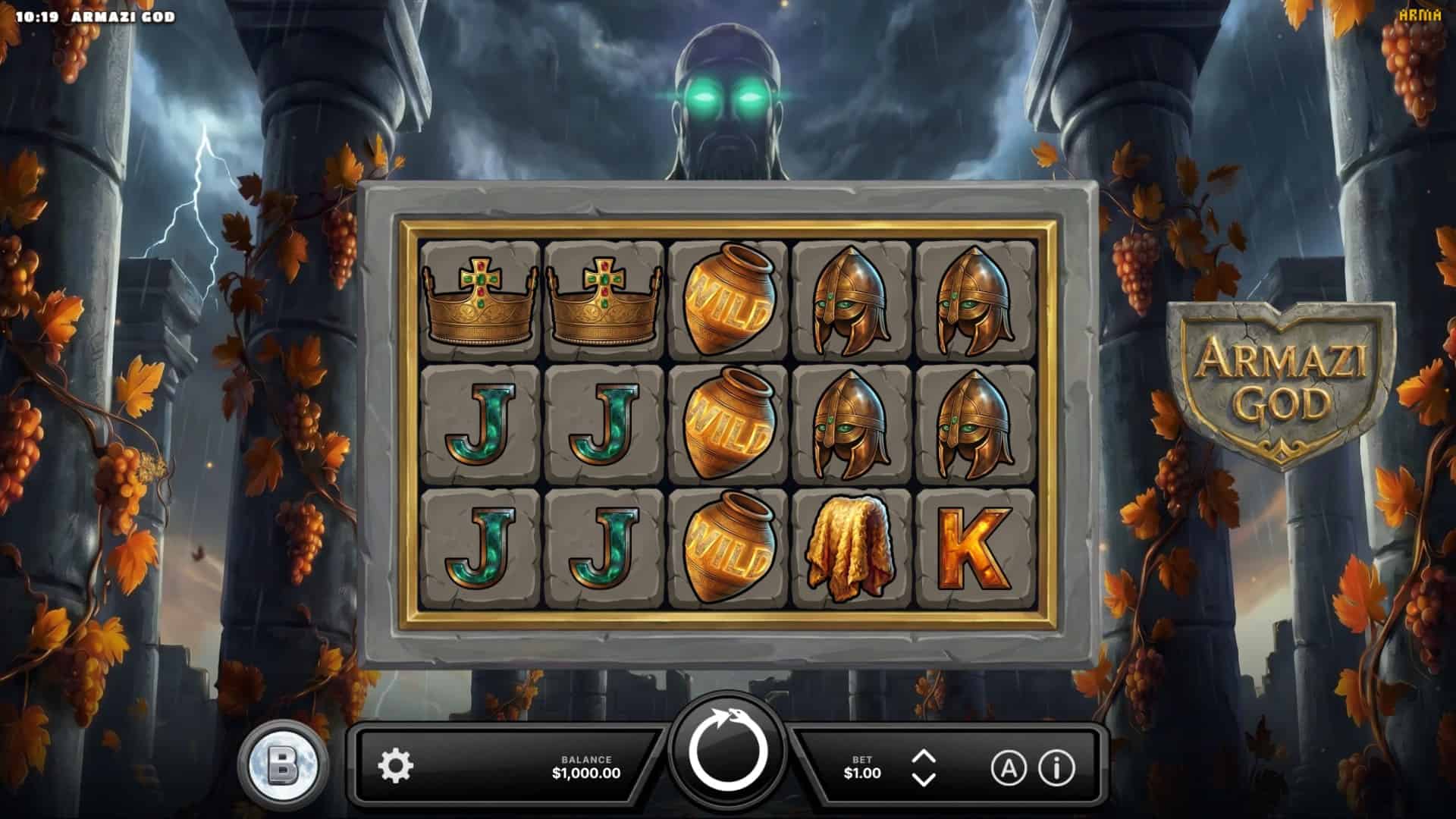 Armazi God slot gameplay reels