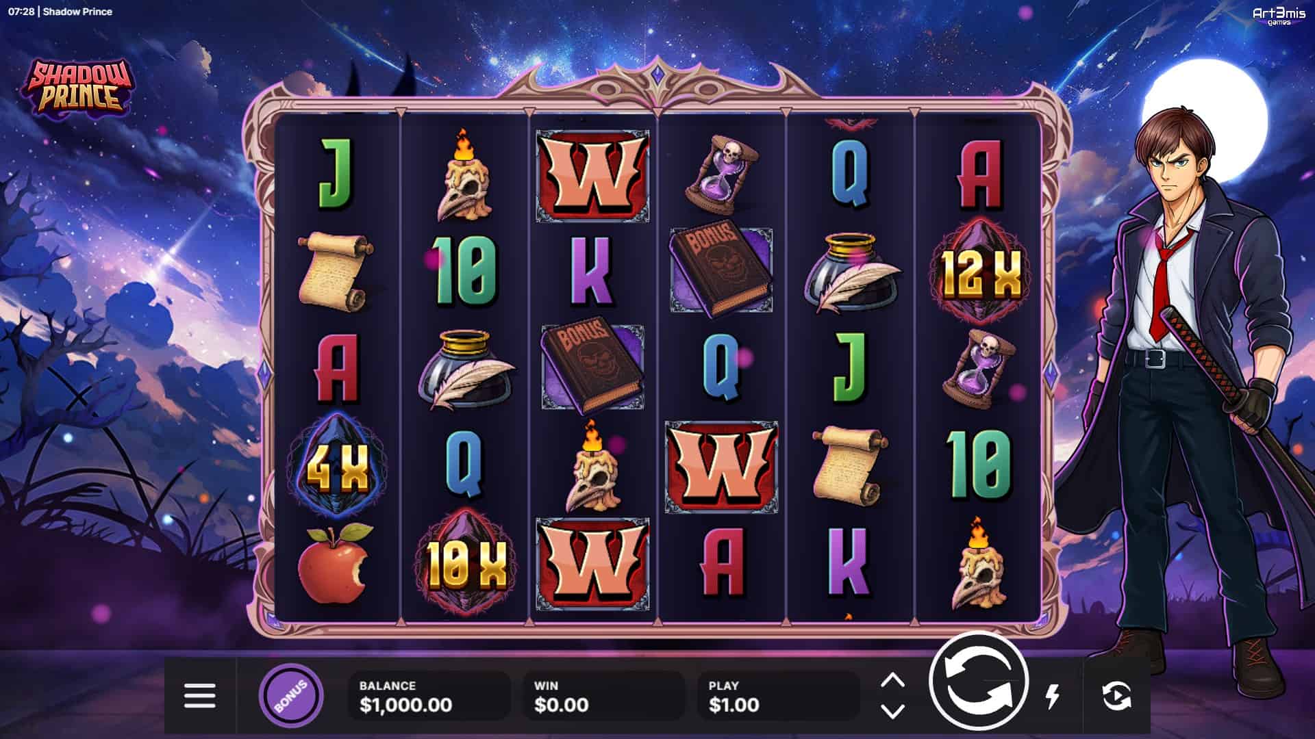 Shadow Prince slot gameplay reels
