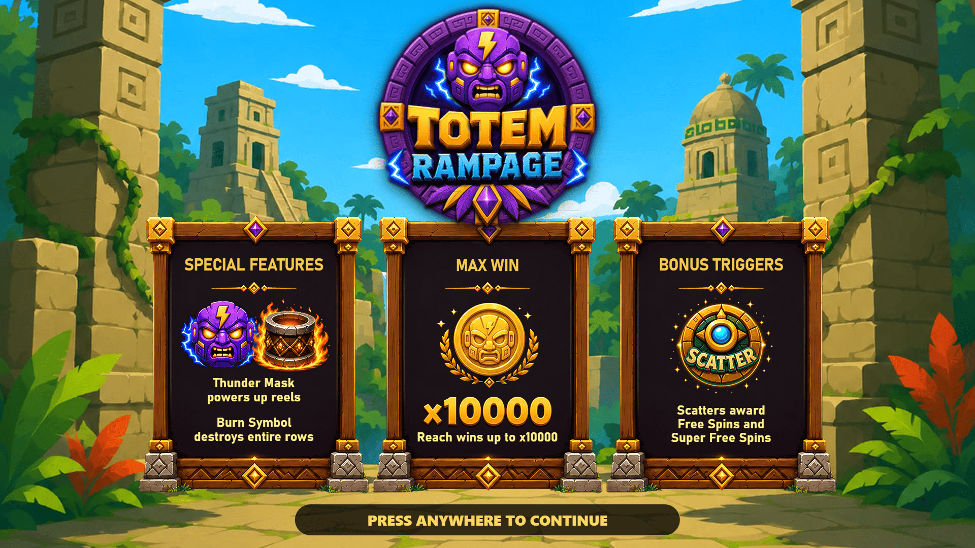 Totem Rampage slot intro screen