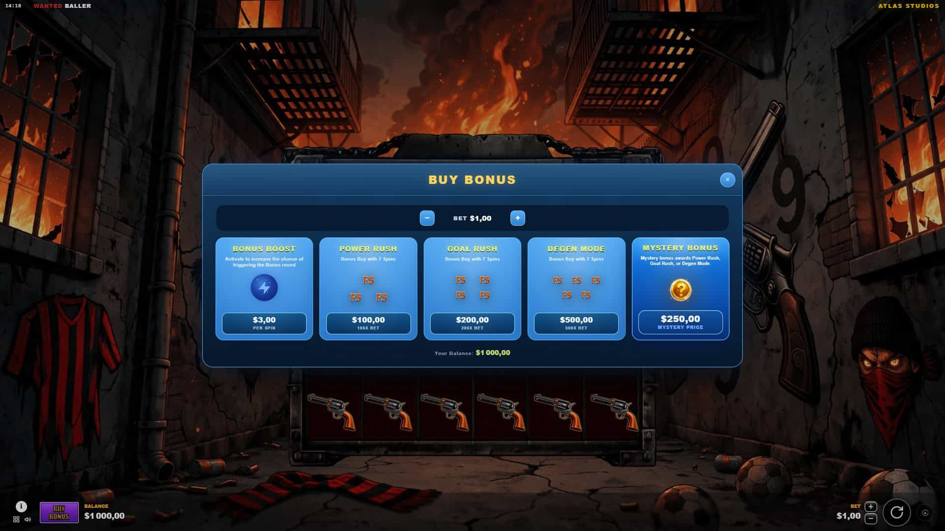 Wanted Baller bonus buy menu