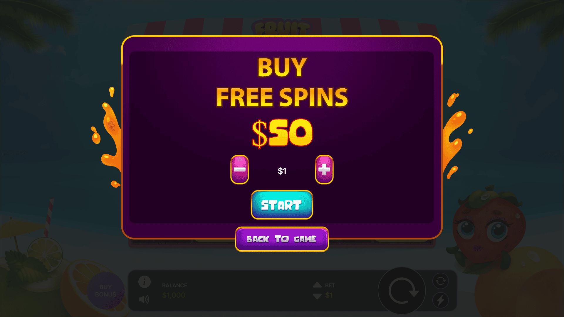 Fruit Cocktail bonus buy menu