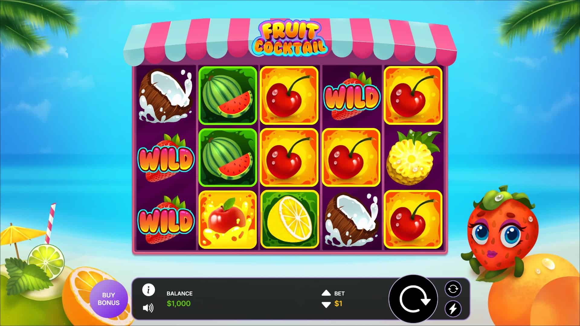Fruit Cocktail slot gameplay reels