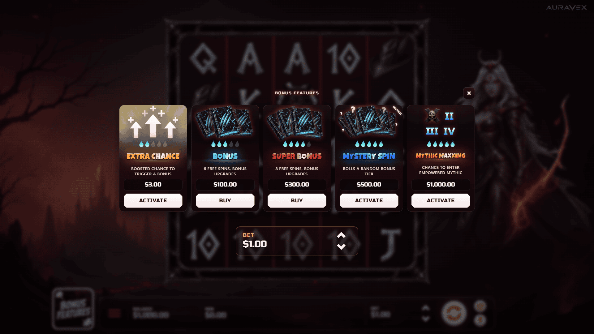 Bloodmoon Huntress bonus buy menu