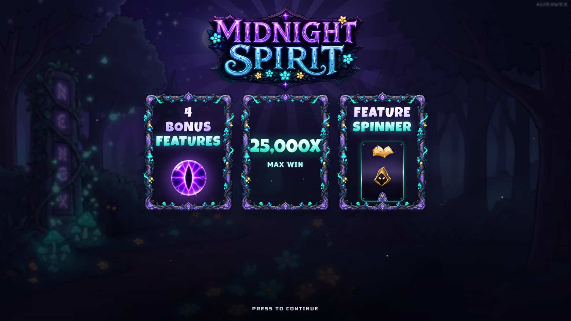 Midnight Spirit slot intro screen