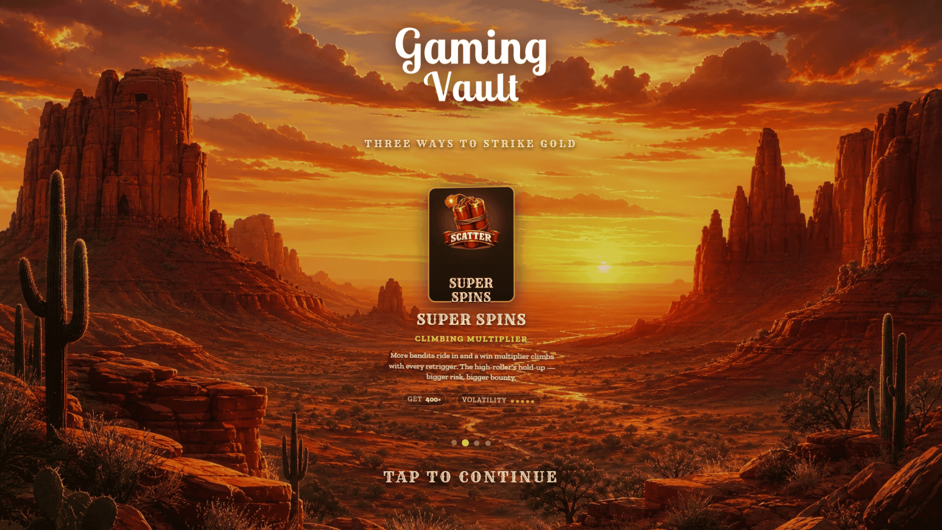 Bandit Gold slot intro screen
