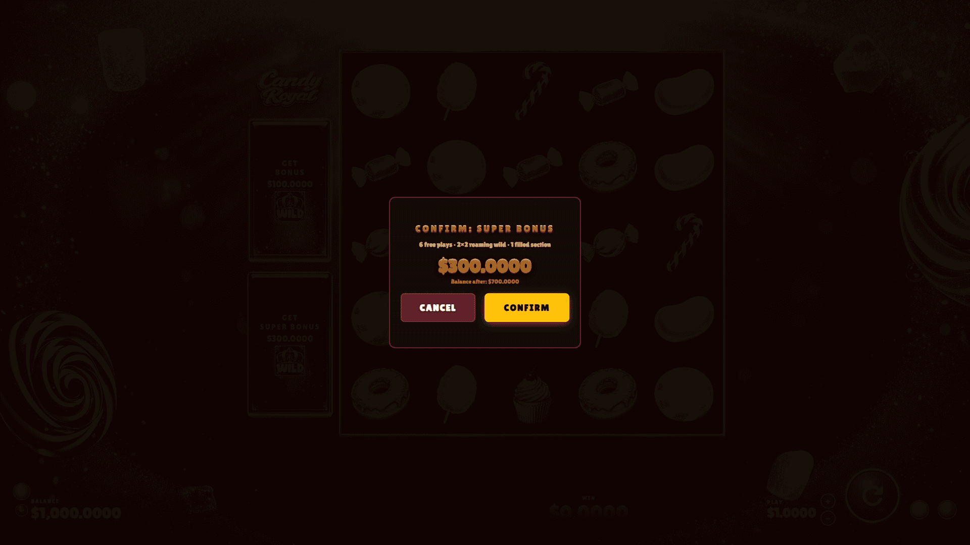 Candy Royal bonus buy menu