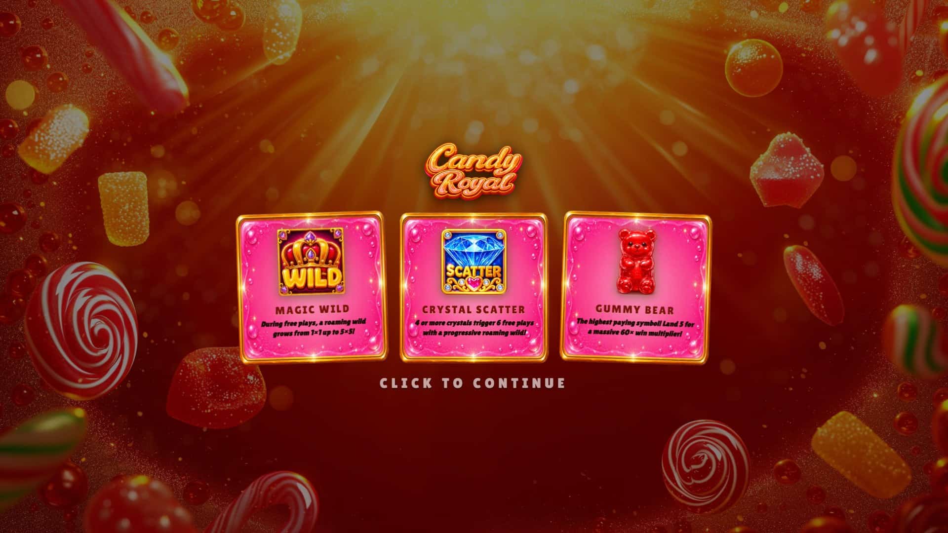 Candy Royal slot intro screen