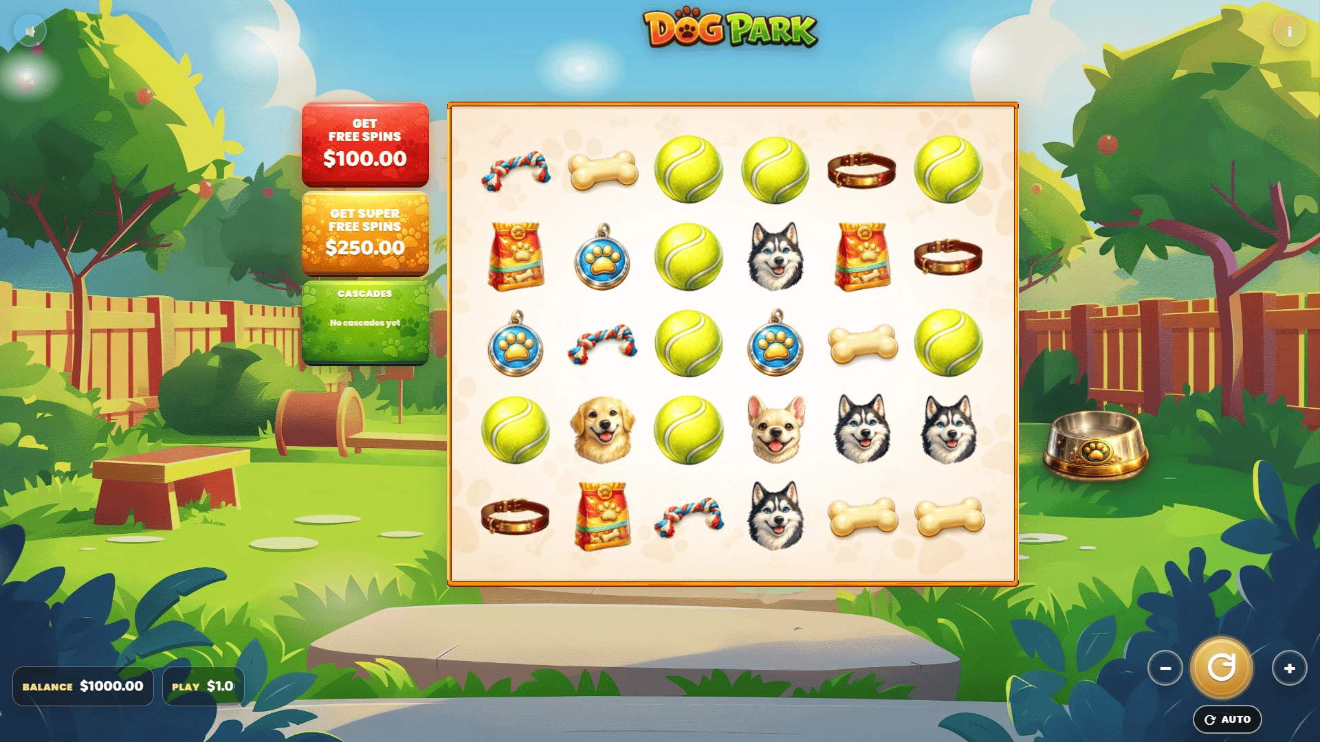 Dog Park slot gameplay reels