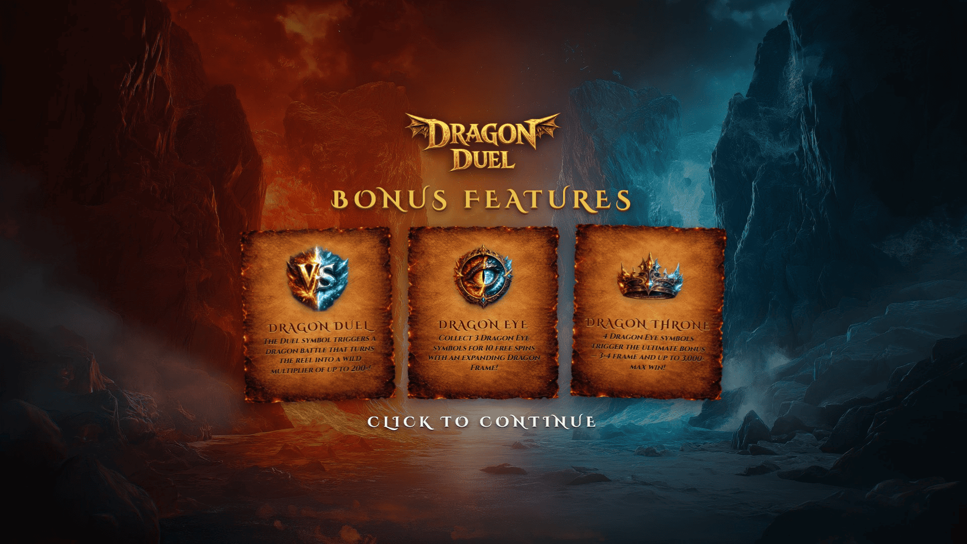 Dragon Duel slot intro screen