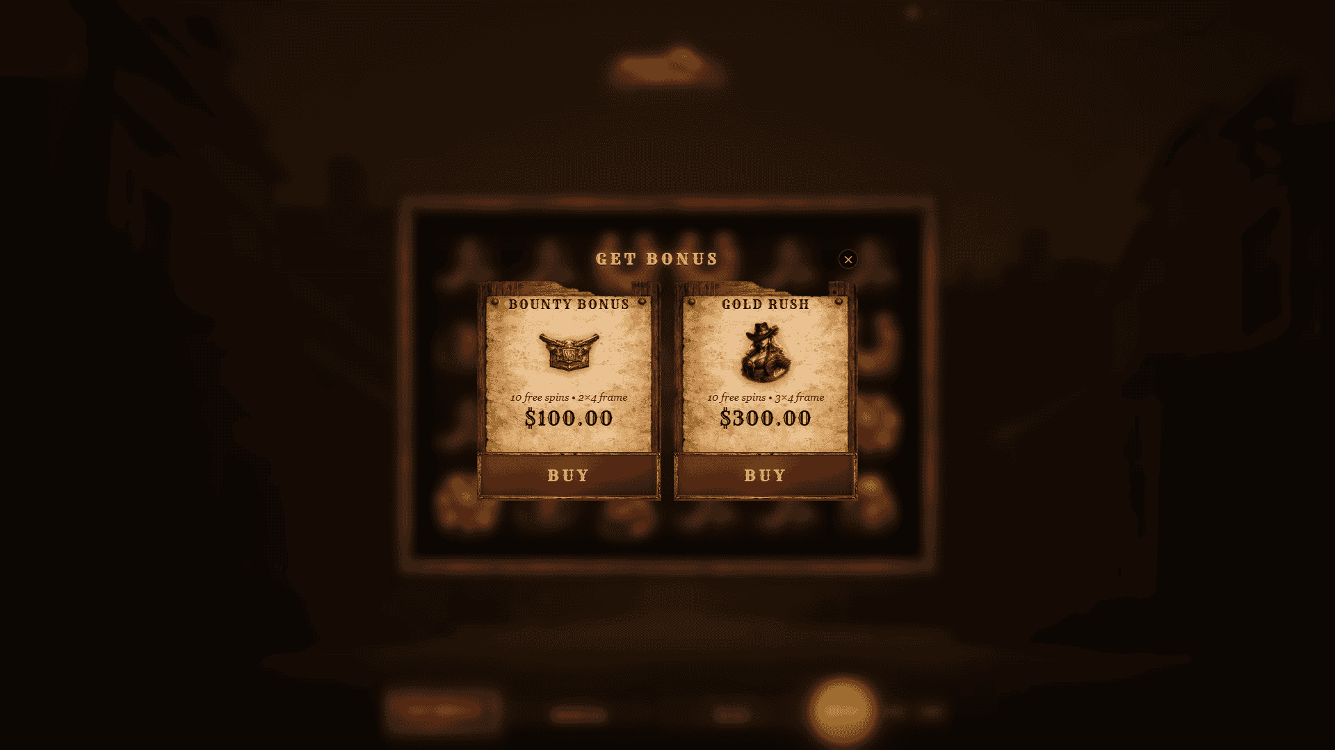 Duel for Cowgirl bonus buy menu