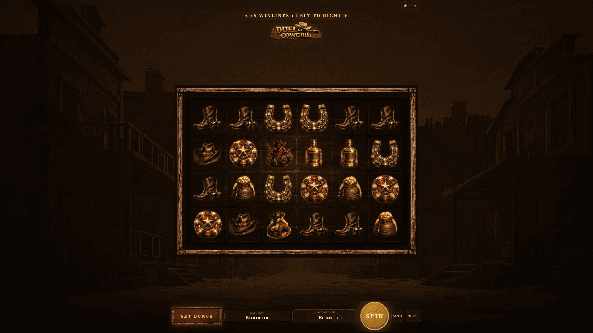 Duel for Cowgirl slot gameplay reels