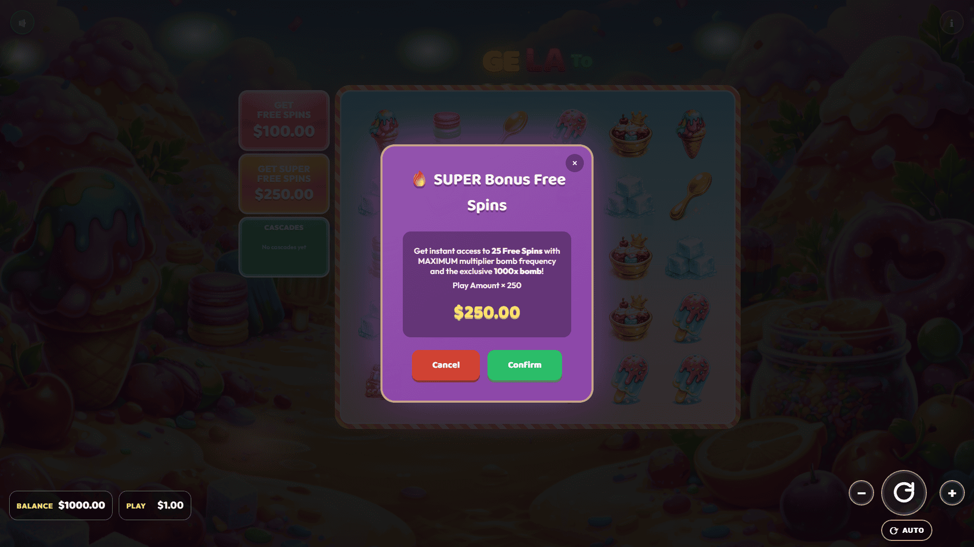 Gelato bonus buy menu