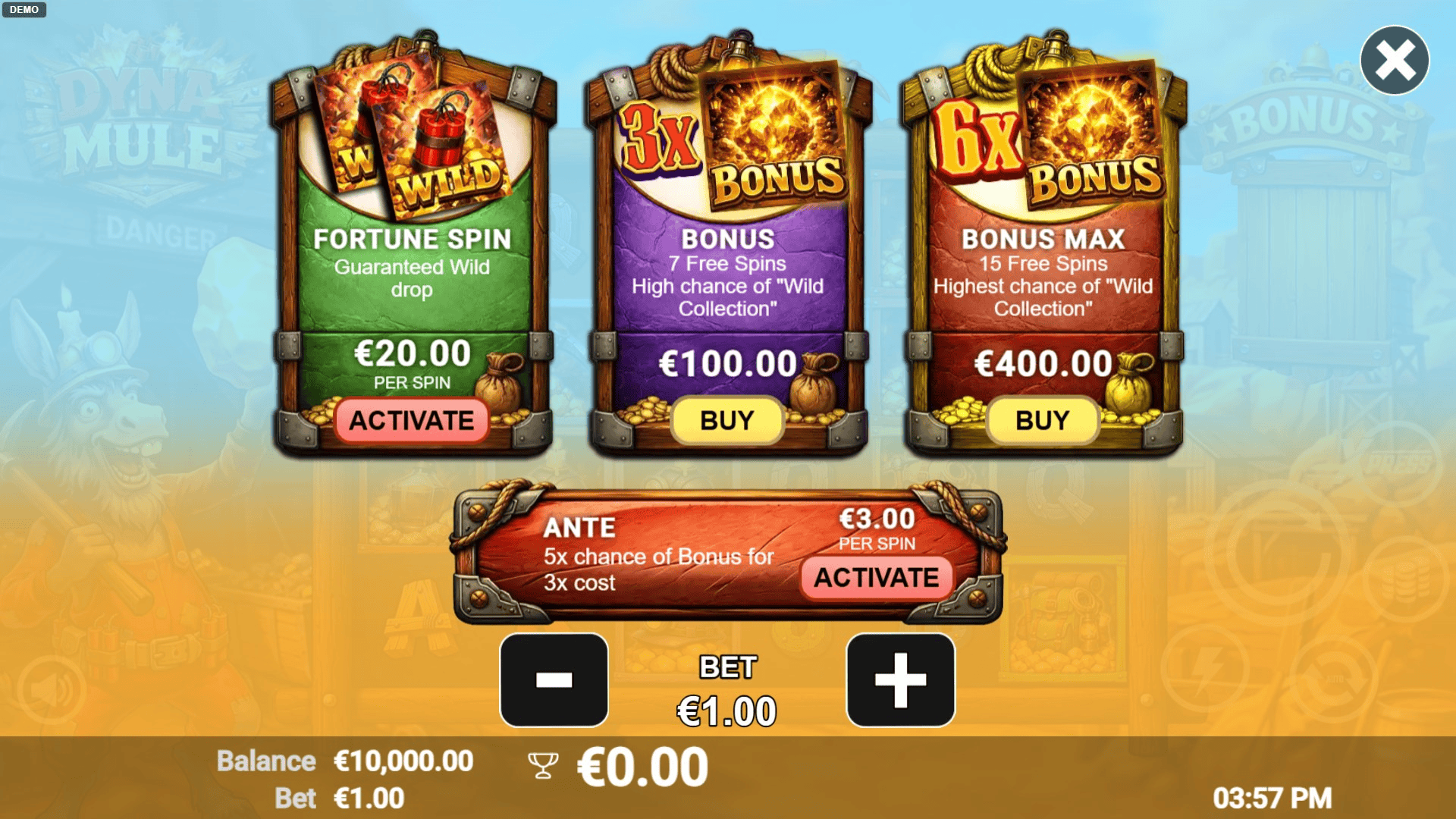 Dyna Mule bonus buy menu
