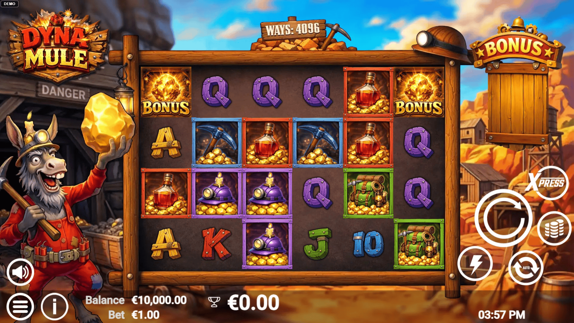 Dyna Mule slot gameplay reels