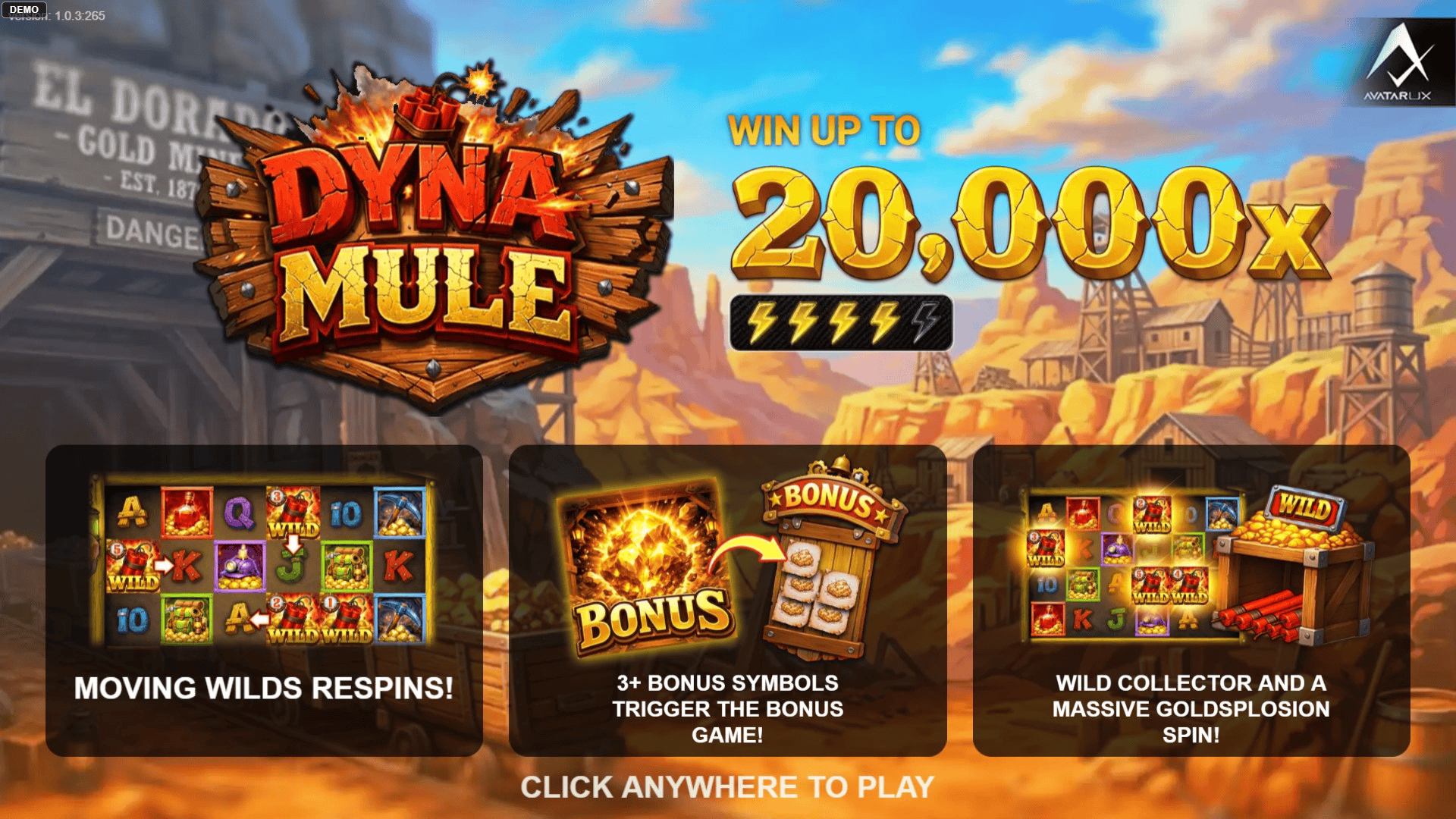Dyna Mule slot intro screen