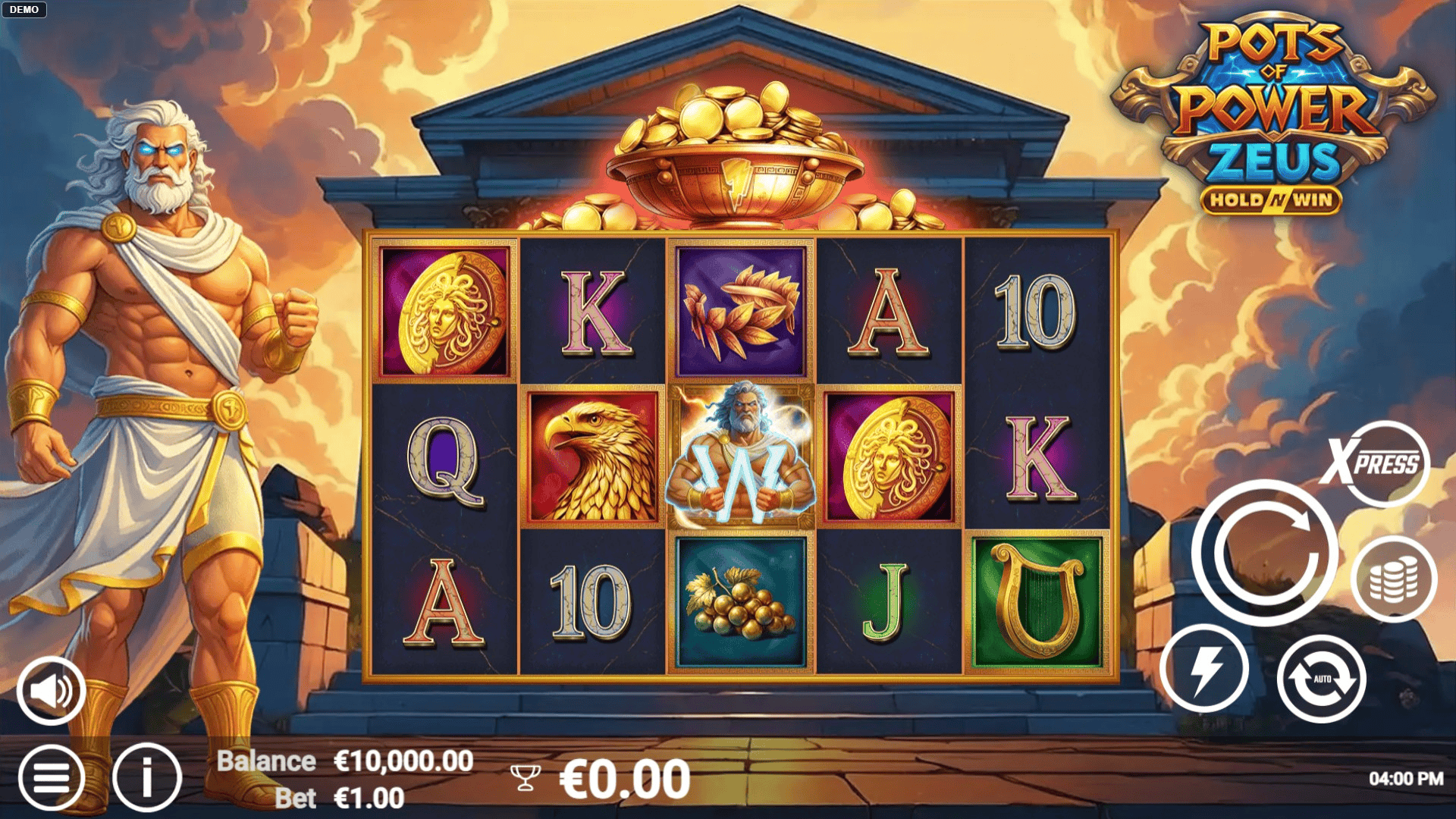 Pots of Power Zeus slot gameplay reels