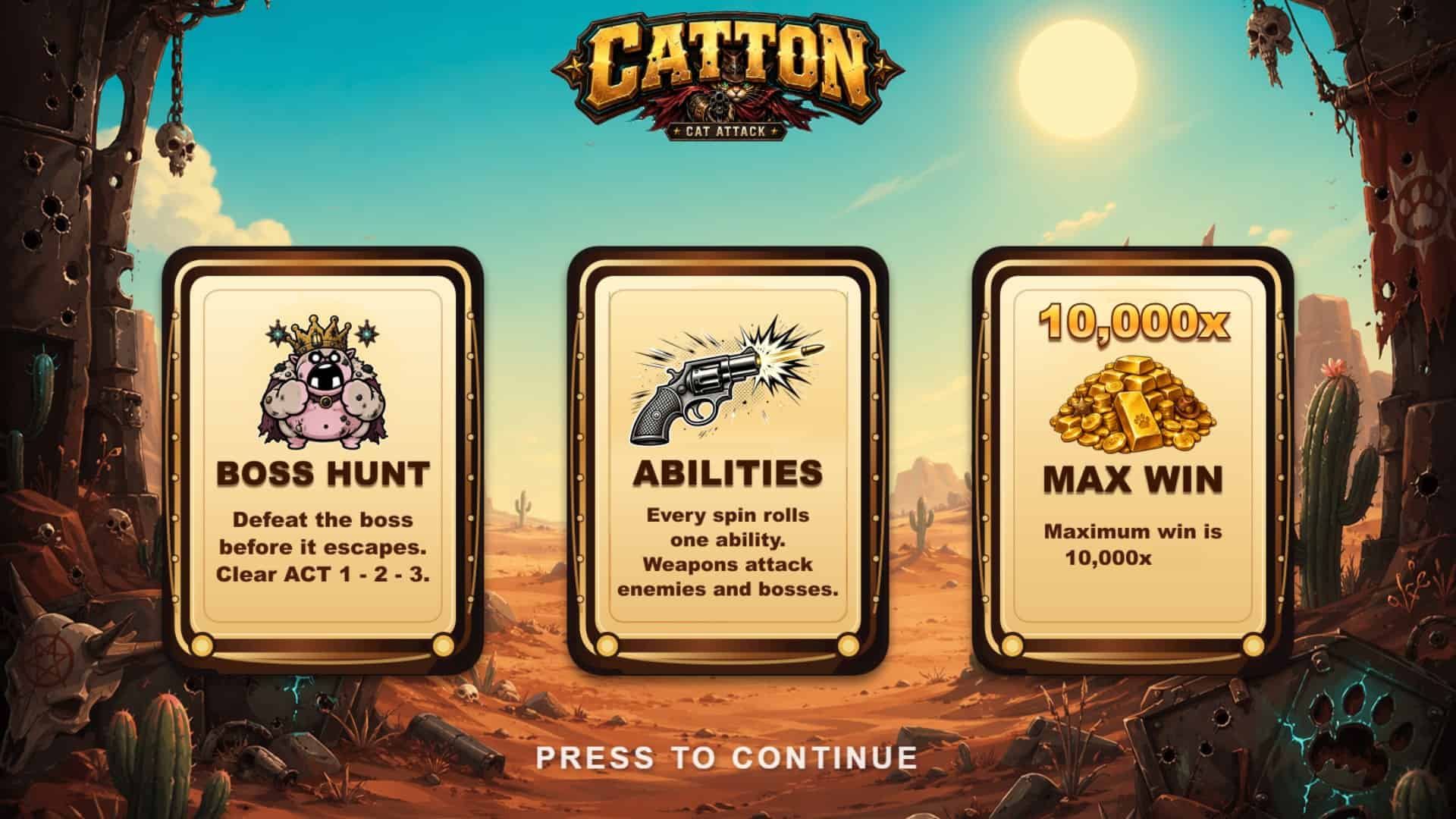 Catton slot intro screen