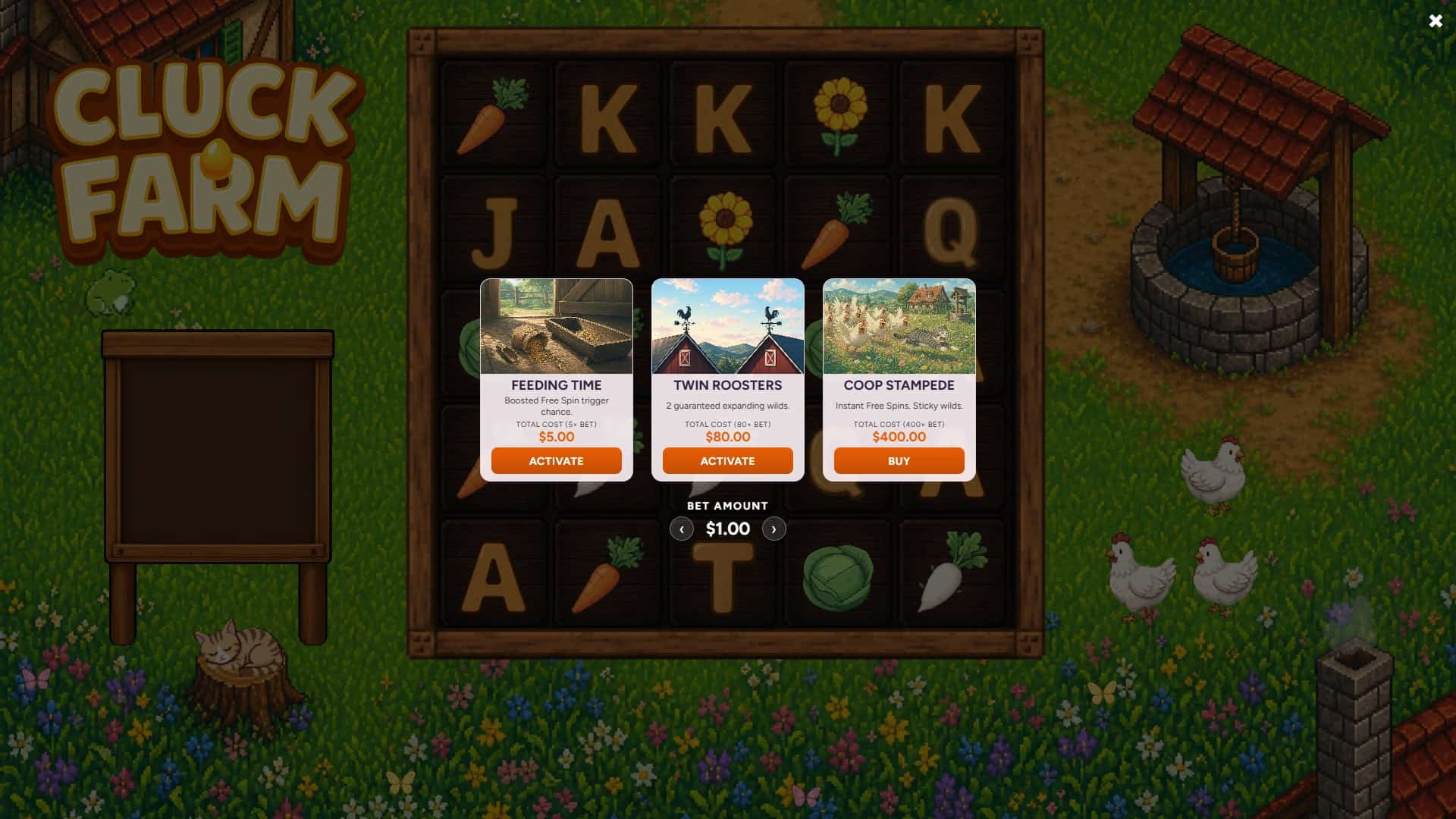 Cluck Farm bonus buy menu