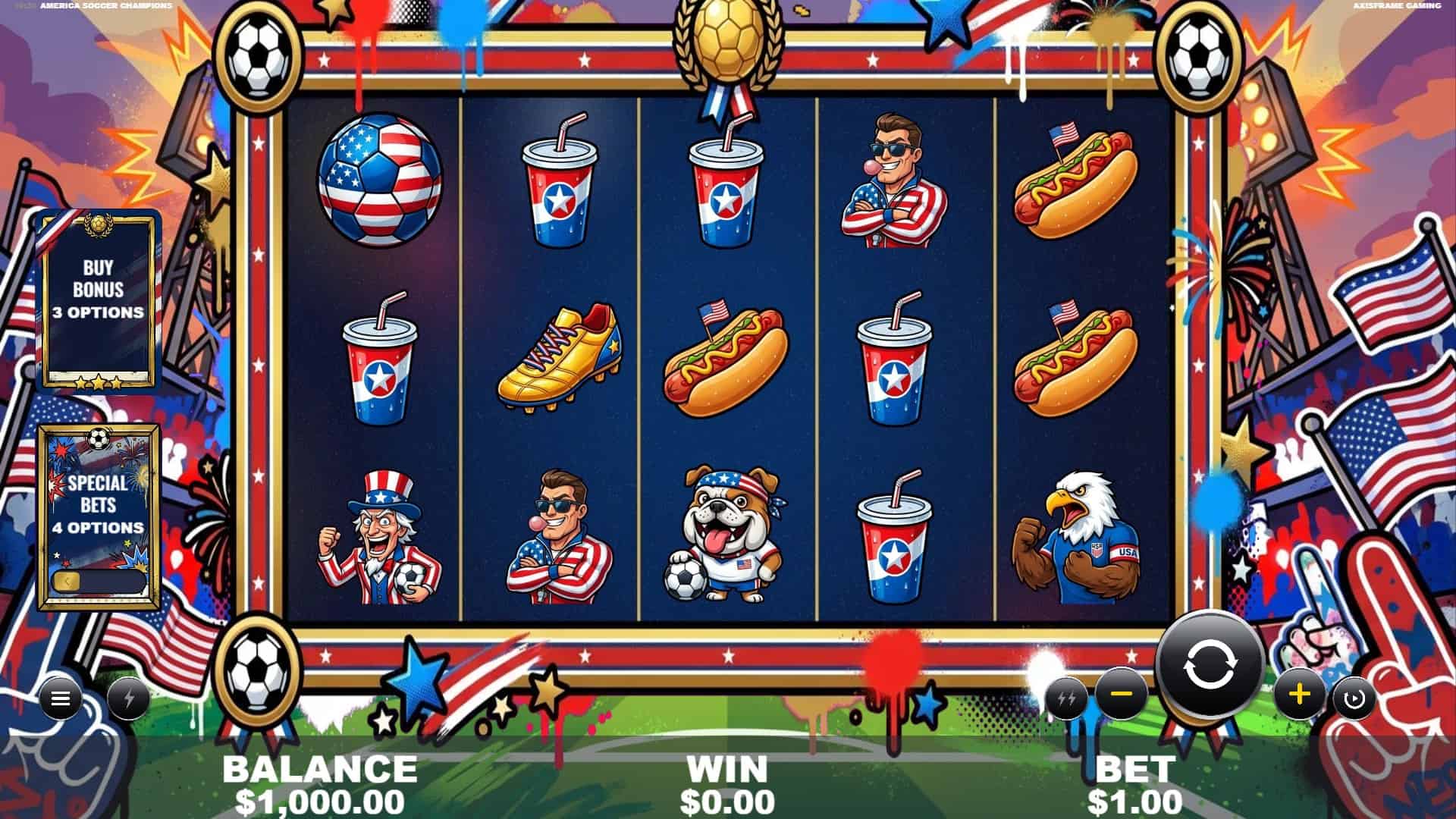 America Soccer Champions slot gameplay reels