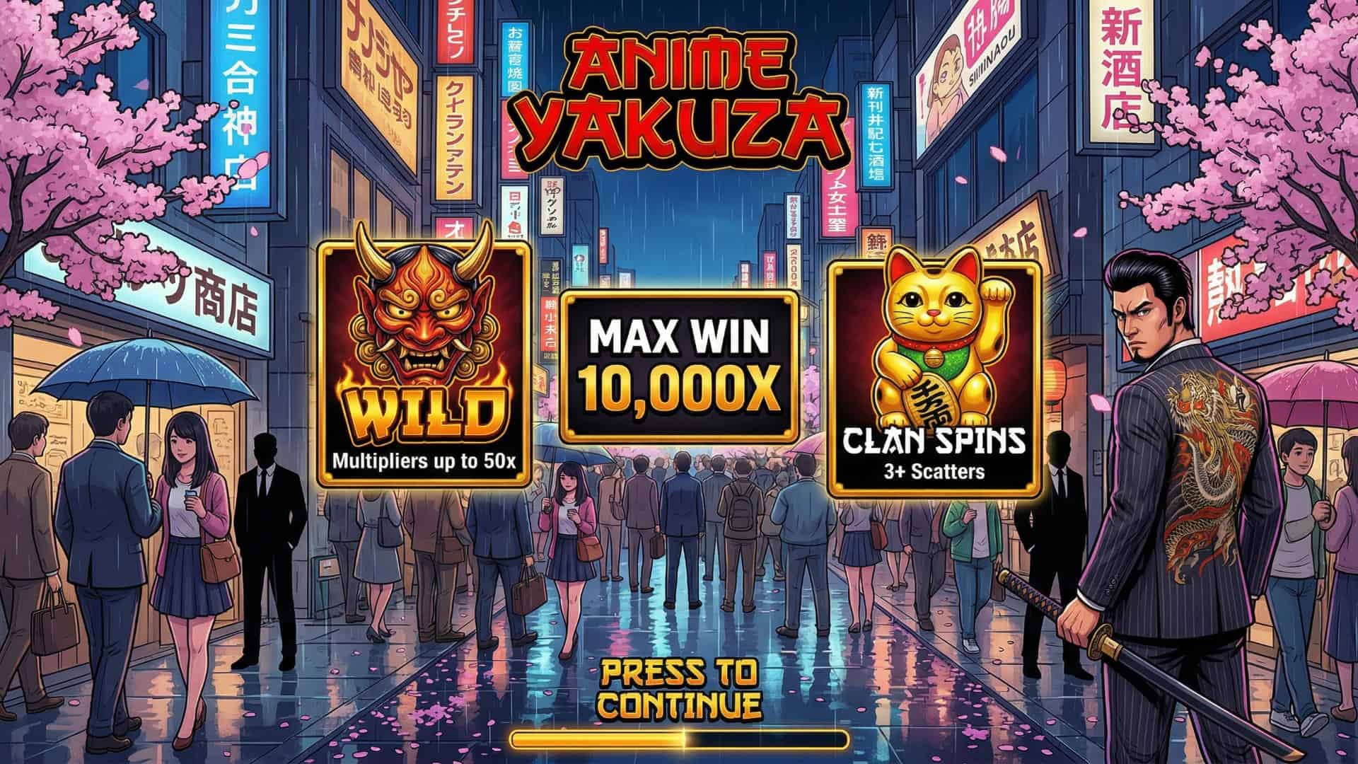 Anime Yakuza slot intro screen