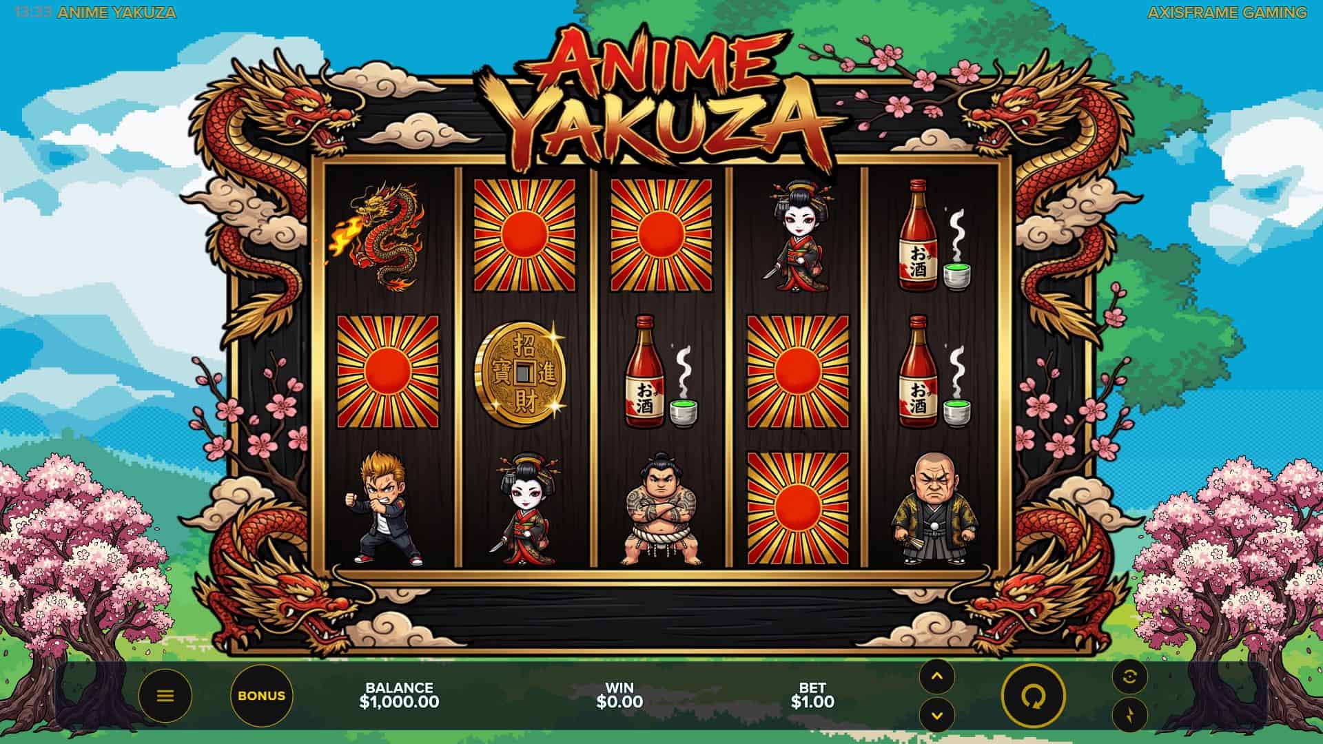 Anime Yakuza slot gameplay reels
