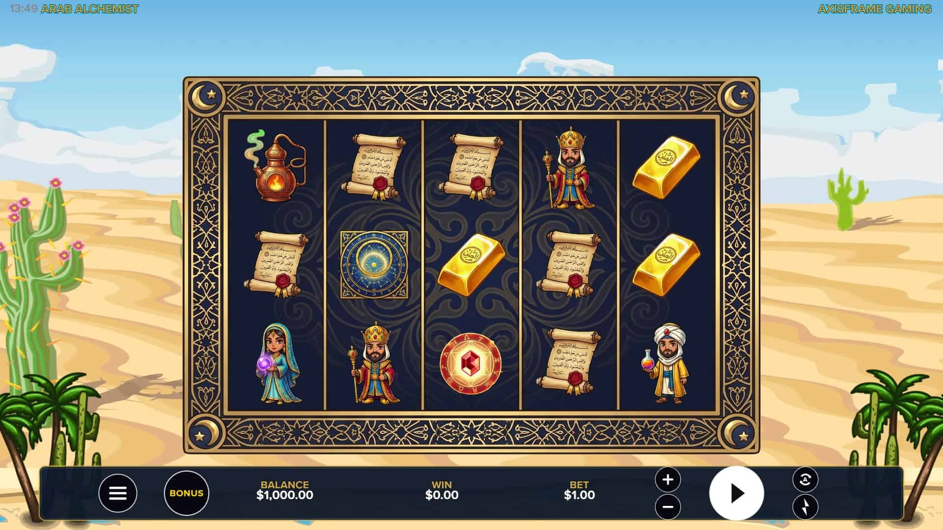 Arab Alchemist slot gameplay reels