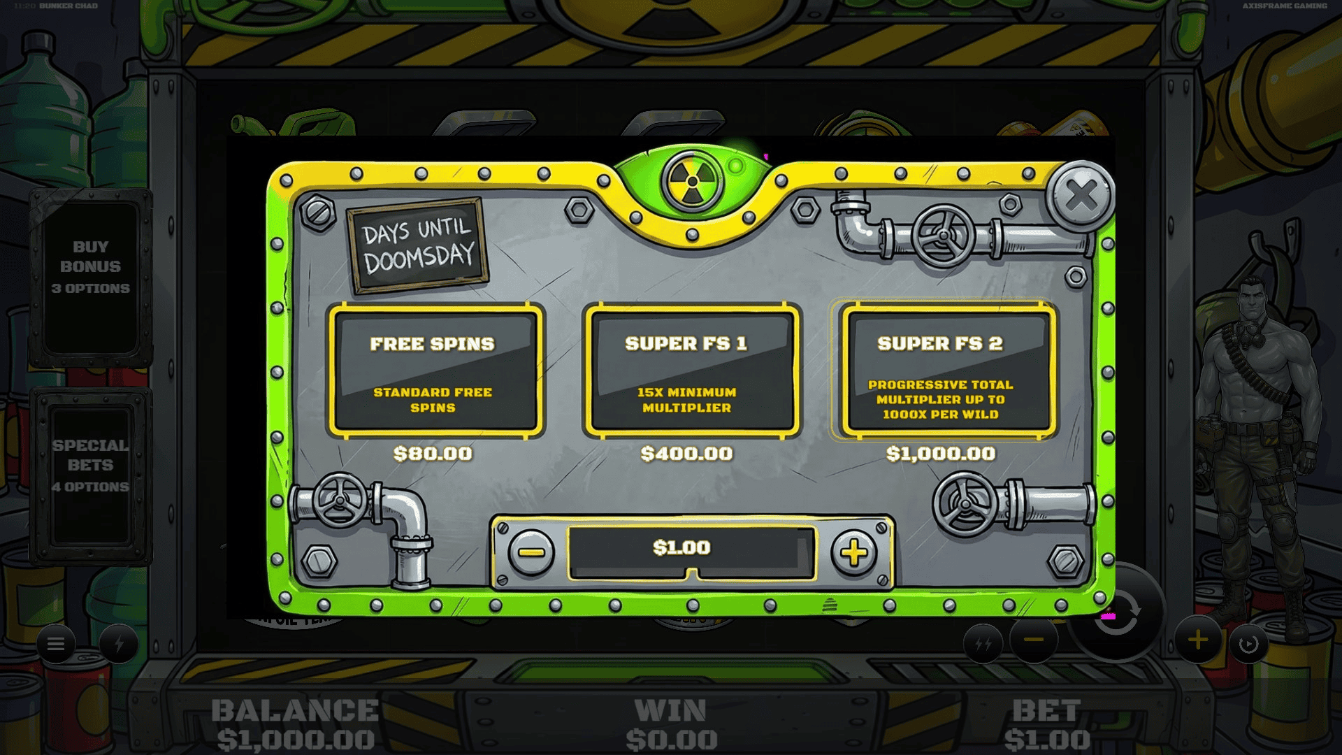 Bunker Chad bonus buy menu