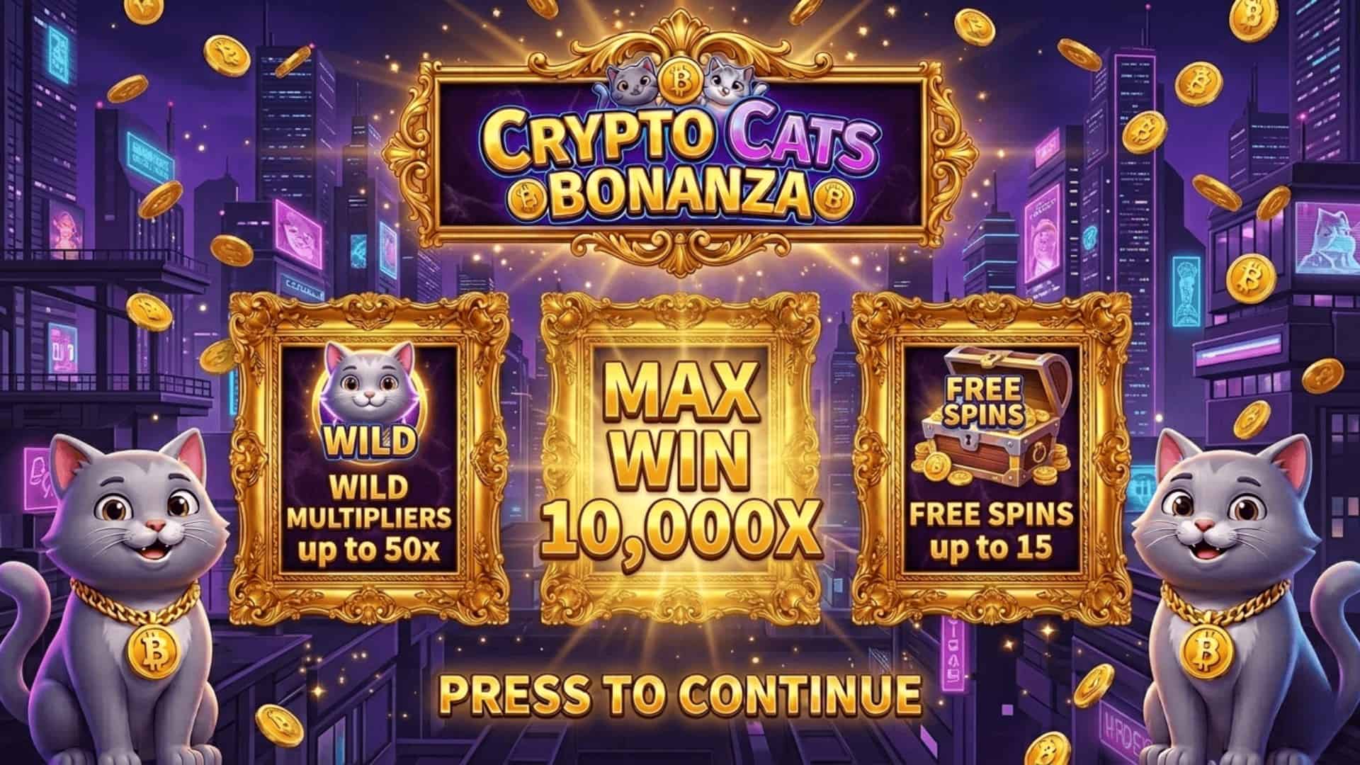 Crypto Cats Bonanza slot intro screen
