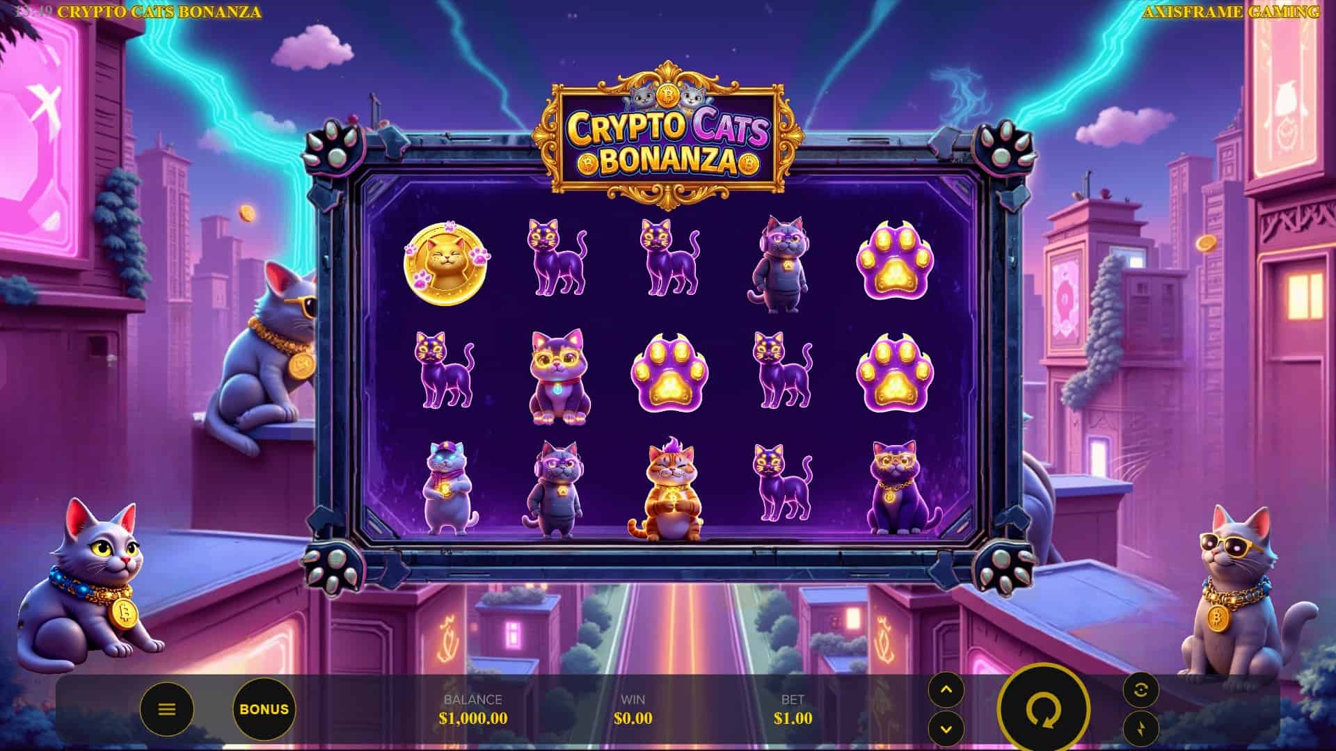 Crypto Cats Bonanza slot gameplay reels