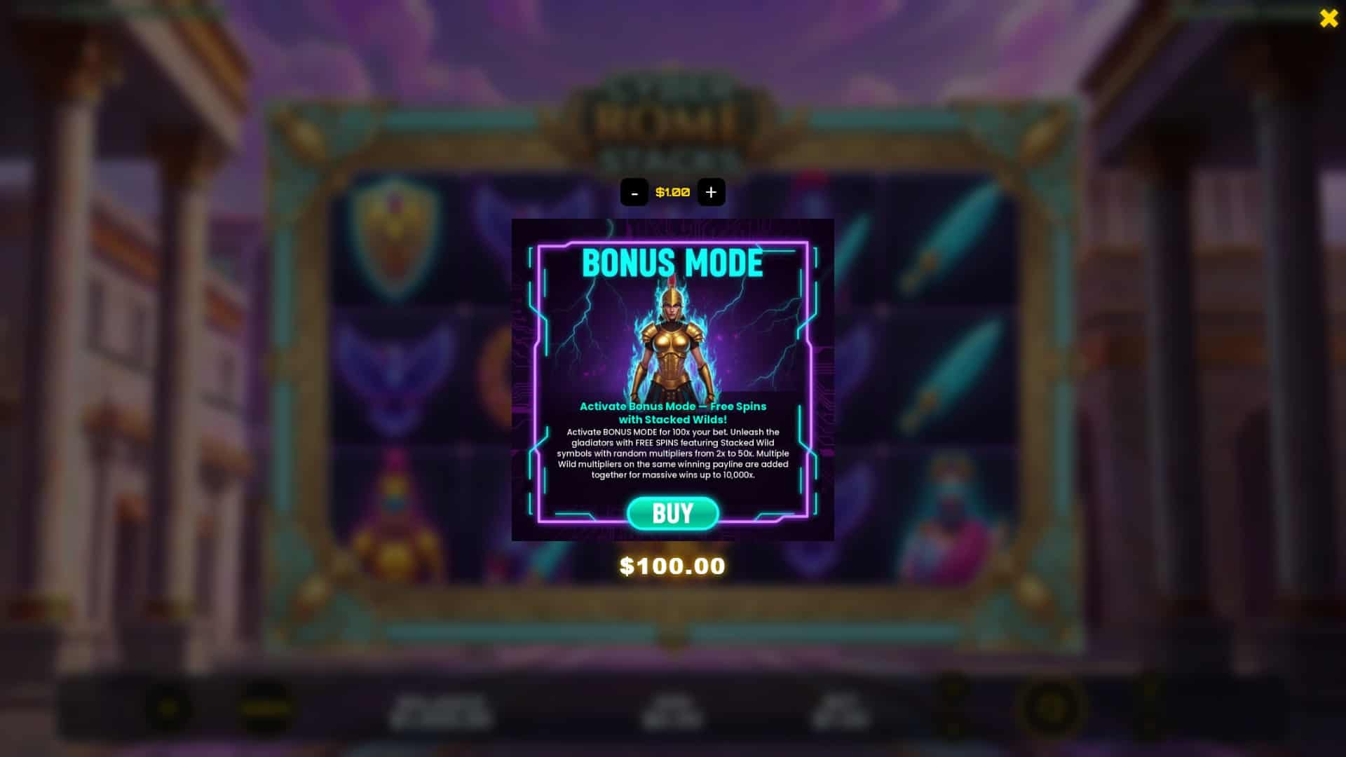 Cyber Rome Stacks bonus buy menu