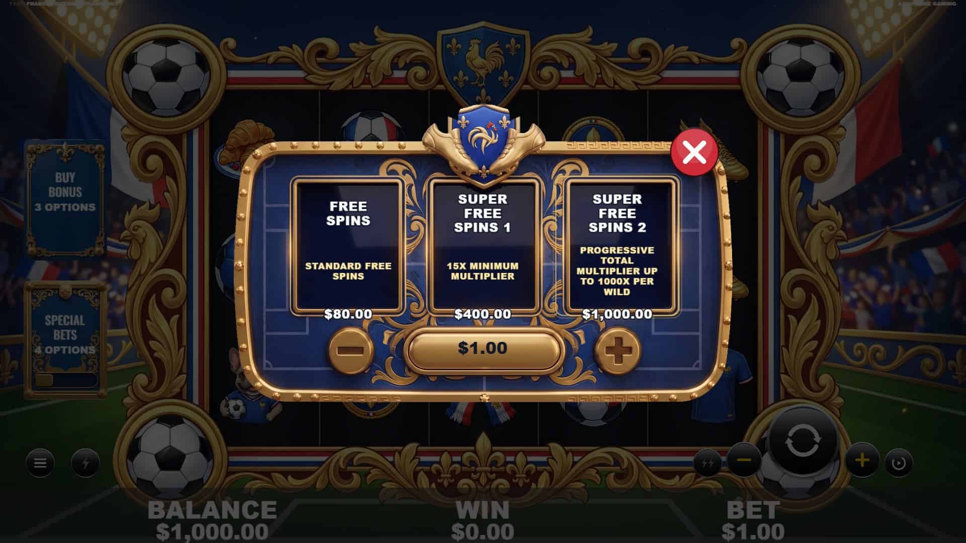 France Football Champions bonus buy menu