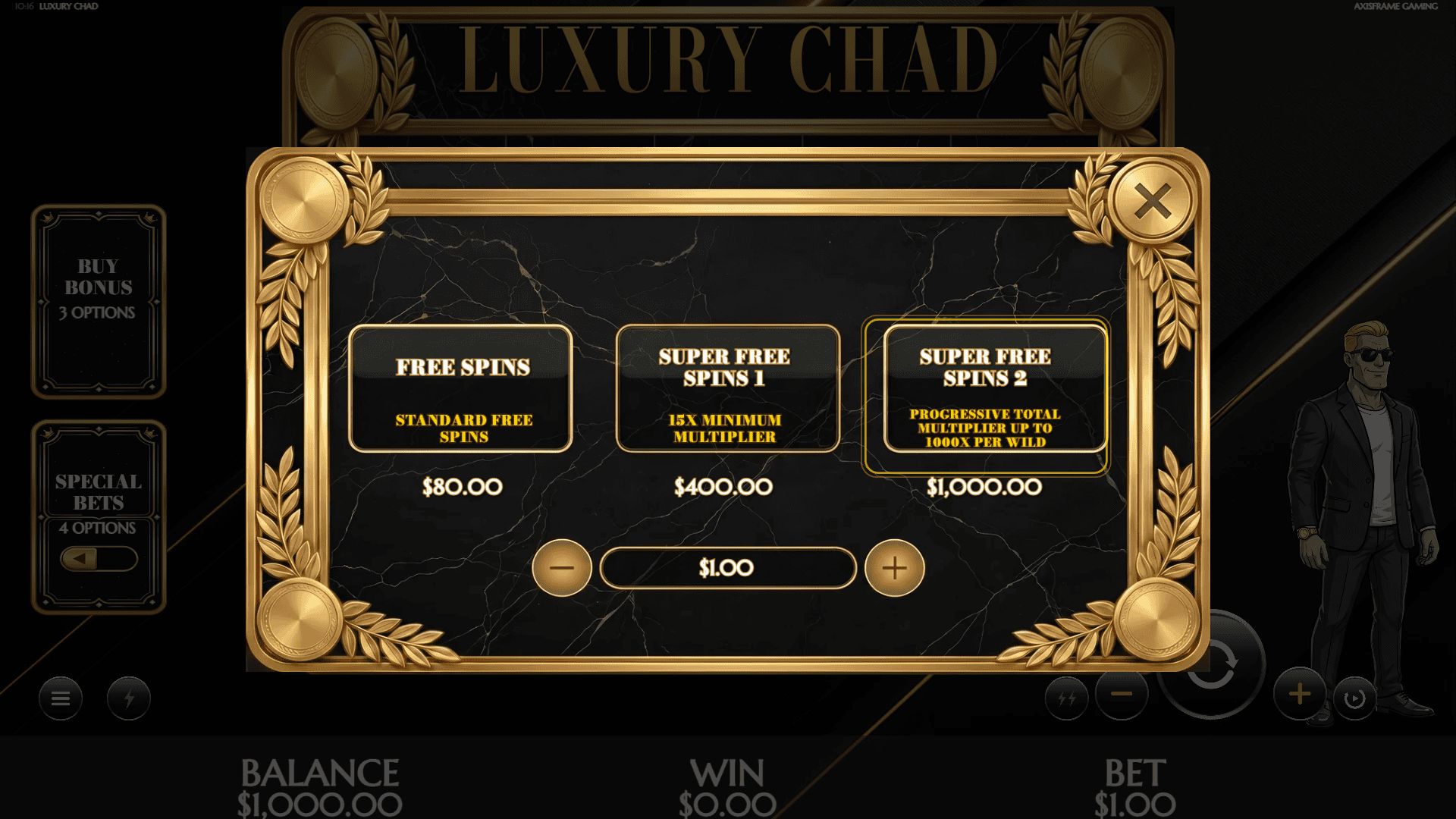 Luxury Chad bonus buy menu