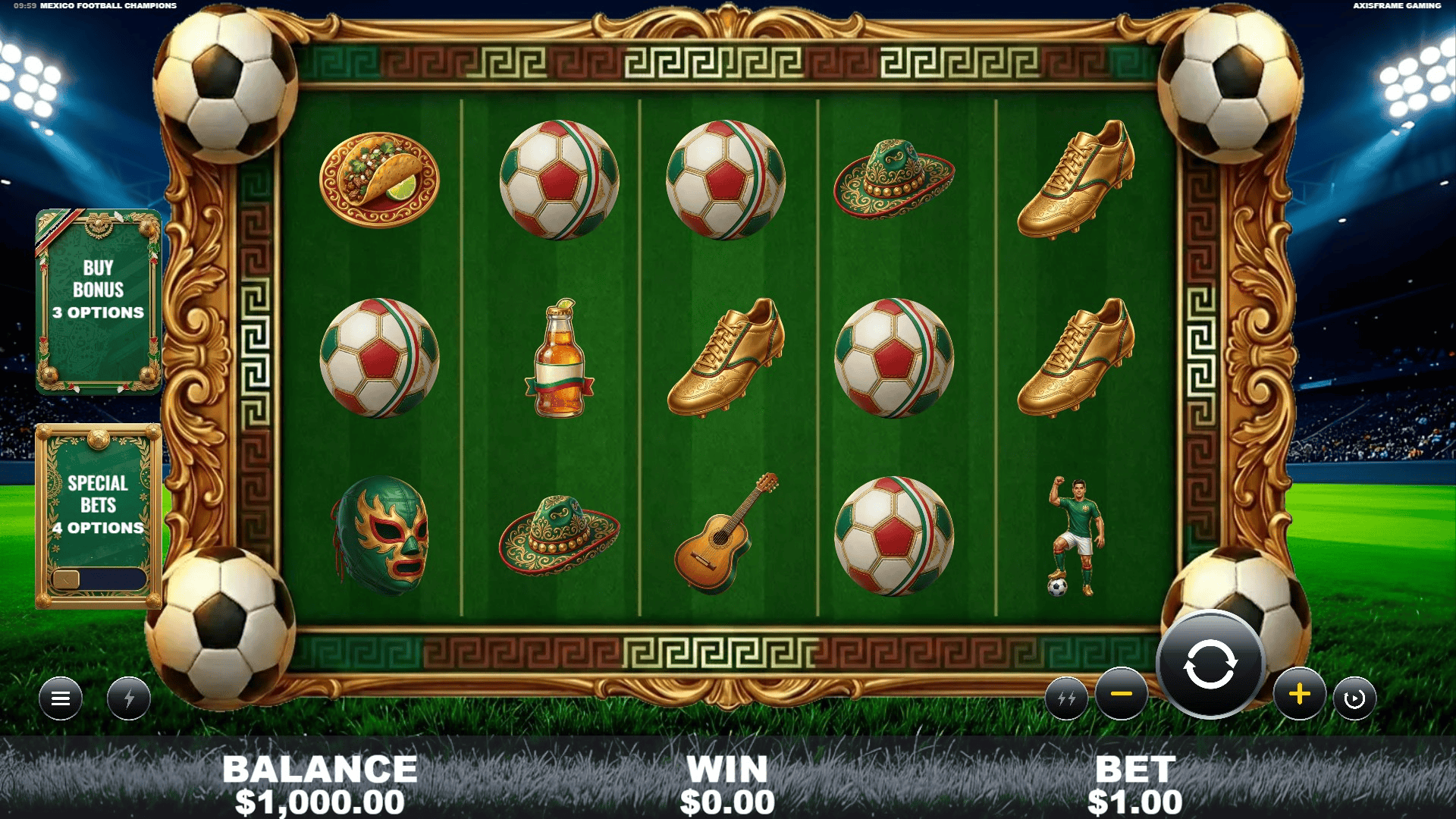 Mexico Football Champions slot gameplay reels