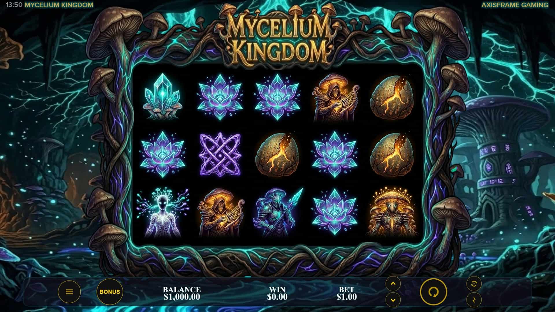 Mycelium Kingdom slot gameplay reels