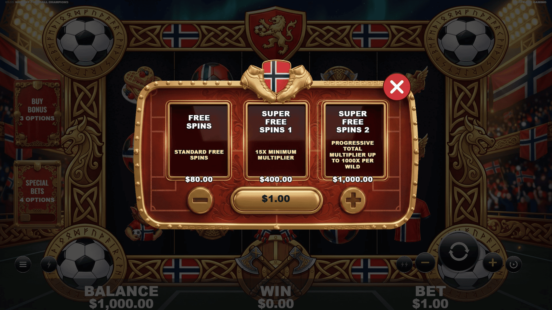 Norway Football Champions bonus buy menu