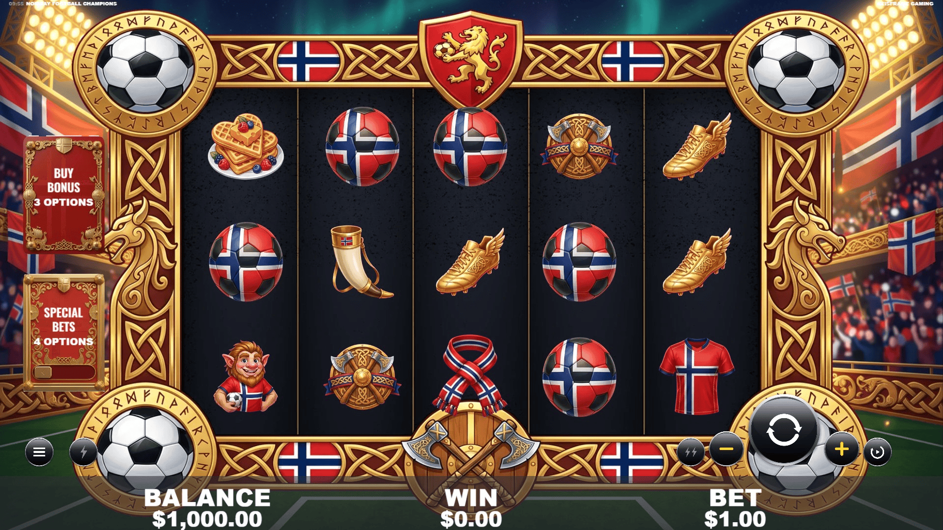Norway Football Champions slot gameplay reels