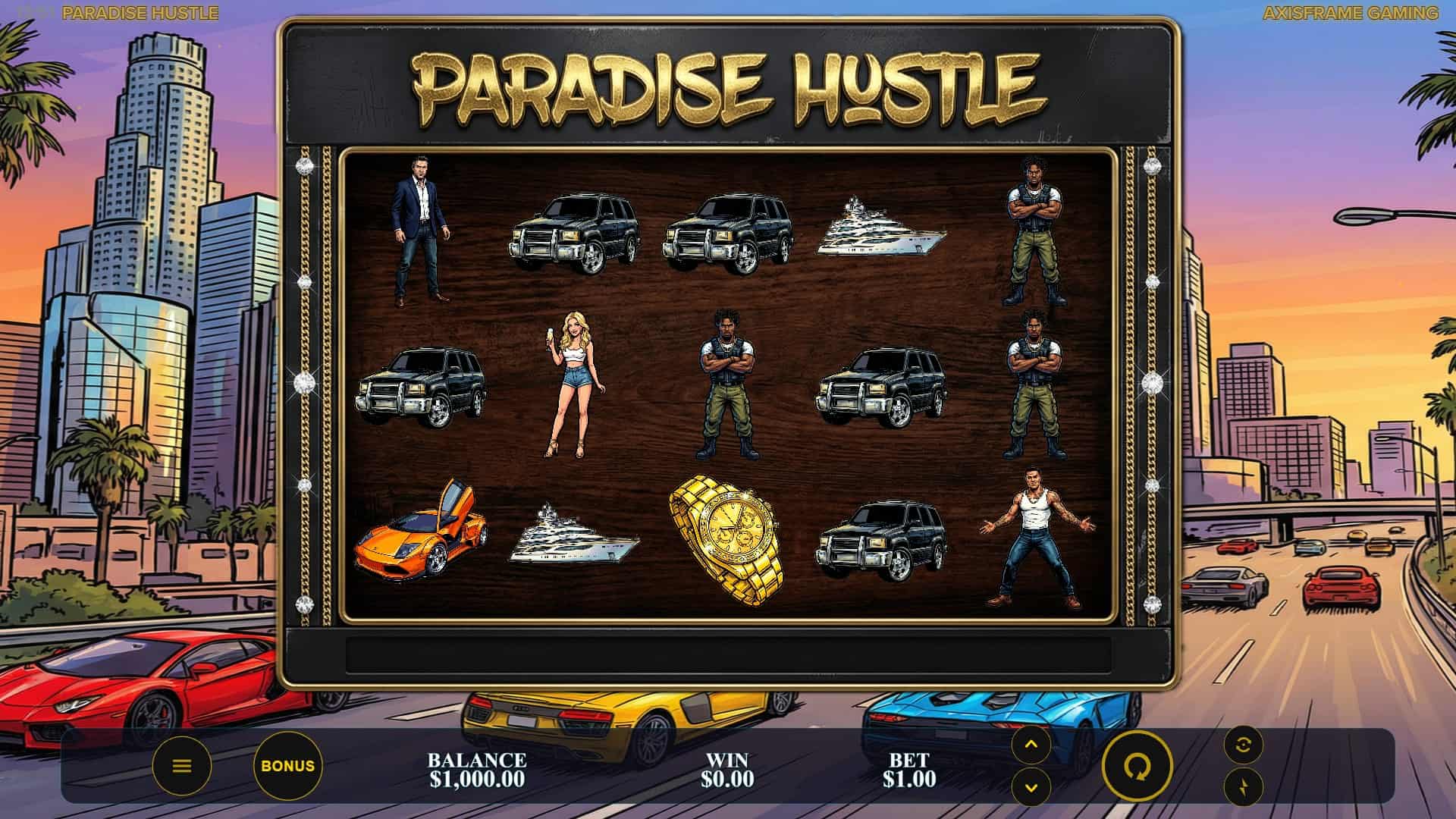 Paradise Hustle slot gameplay reels