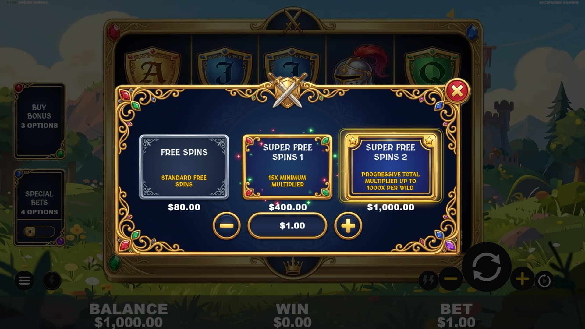 Sword Empire bonus buy menu