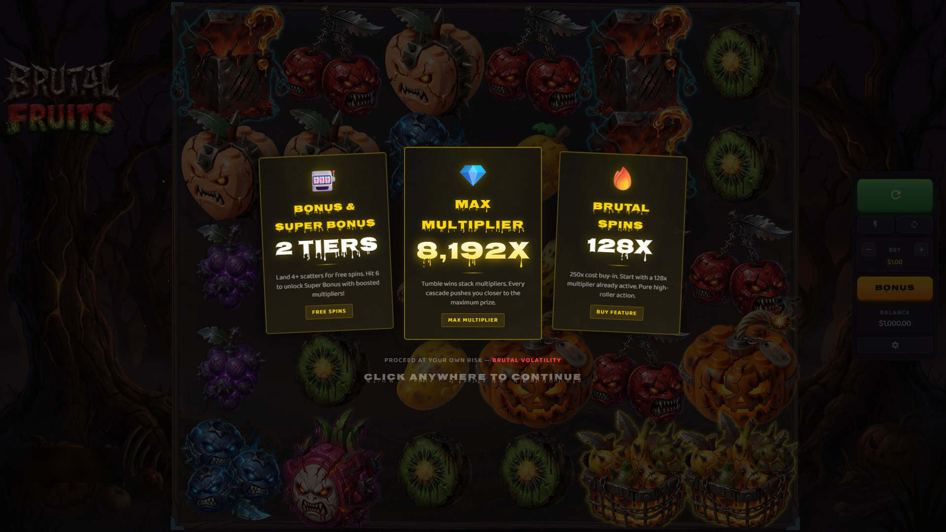 Brutal Fruits bonus buy menu
