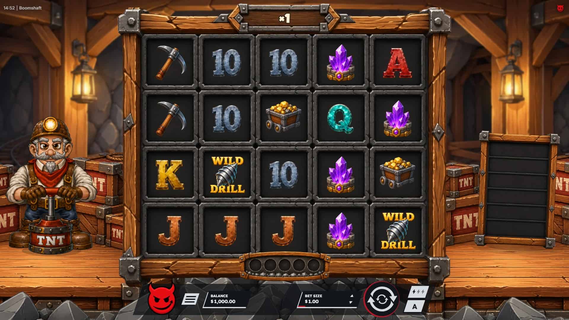 Boomshaft slot gameplay reels