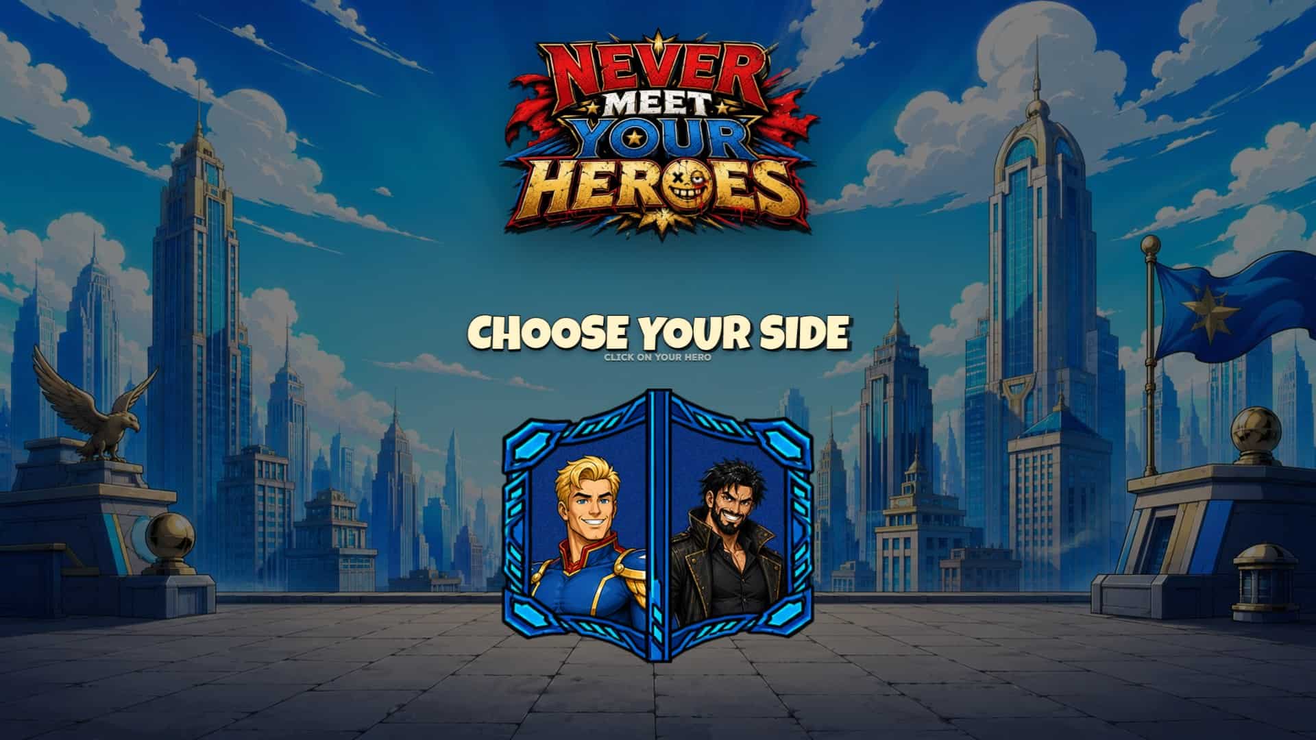 Never meet your heroes slot intro screen