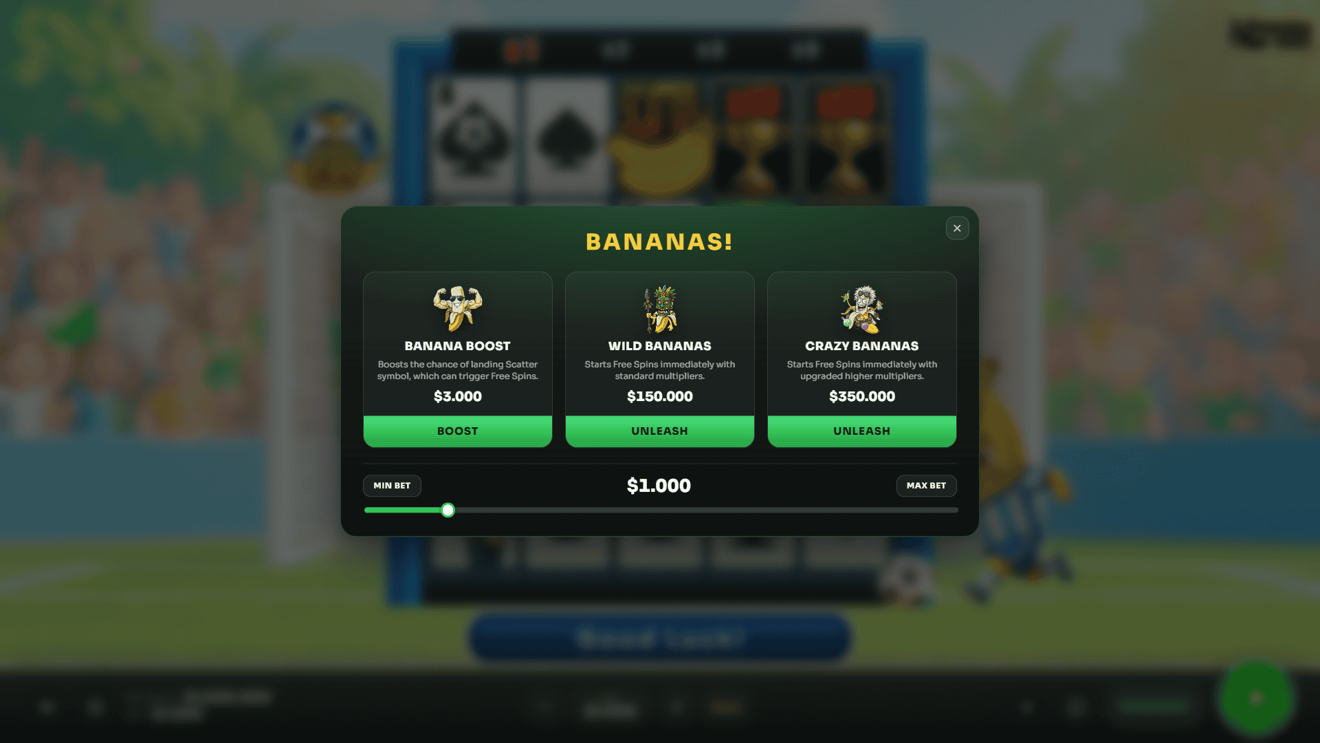 Banana Cup bonus buy menu