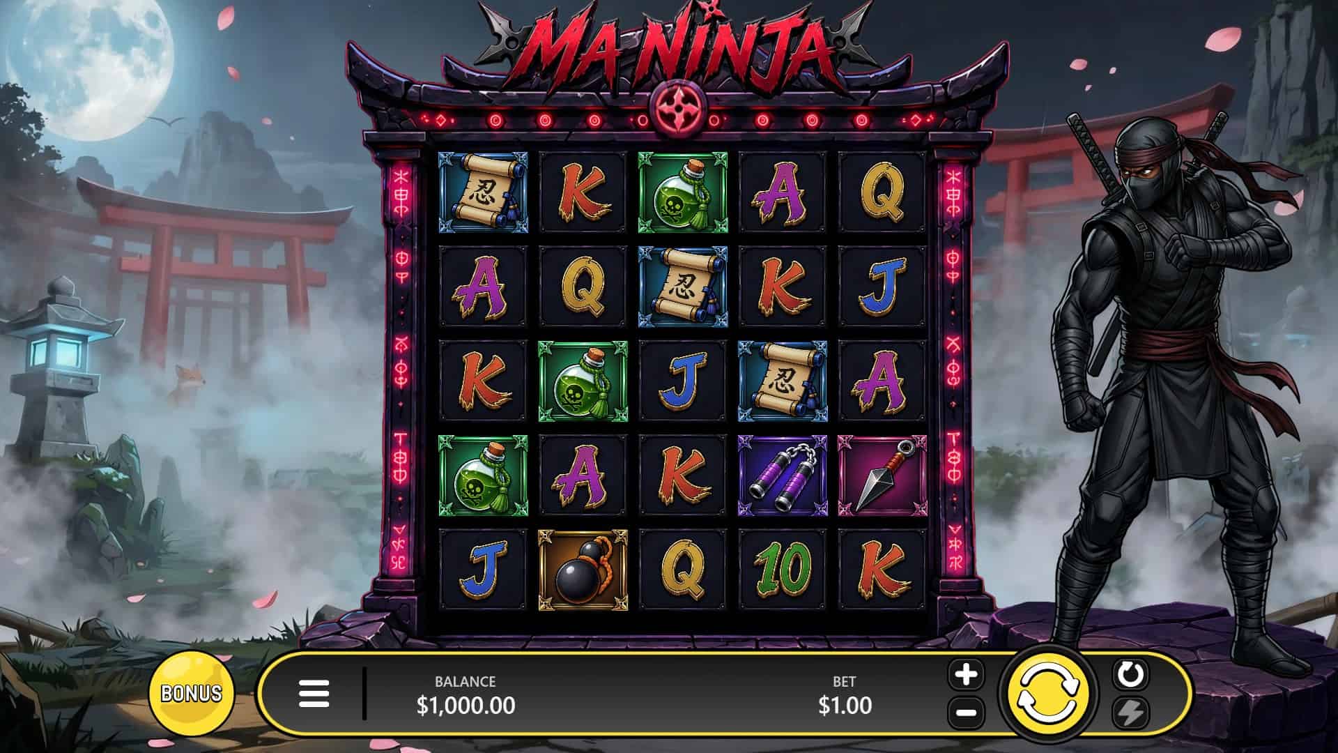 Ma Ninja slot gameplay reels