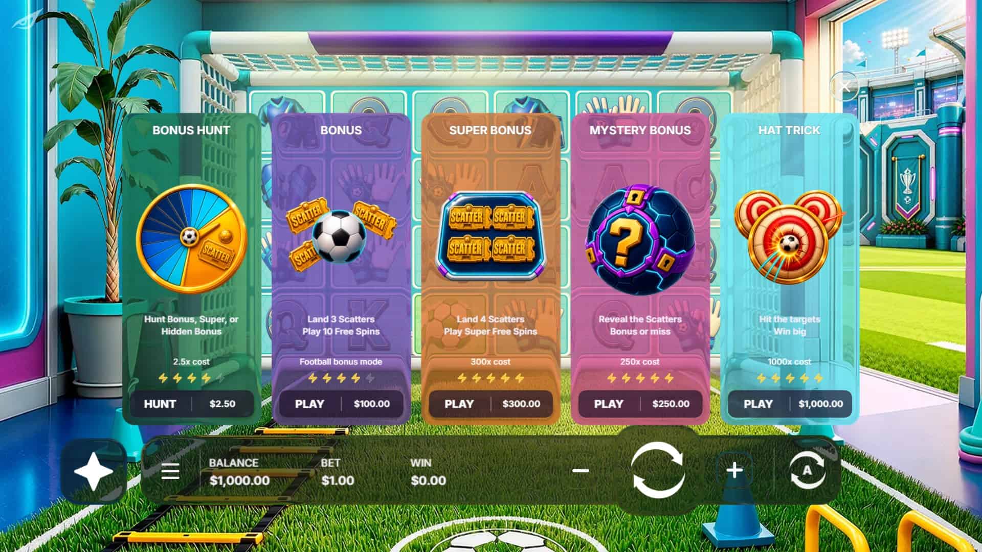Soccer bonus buy menu