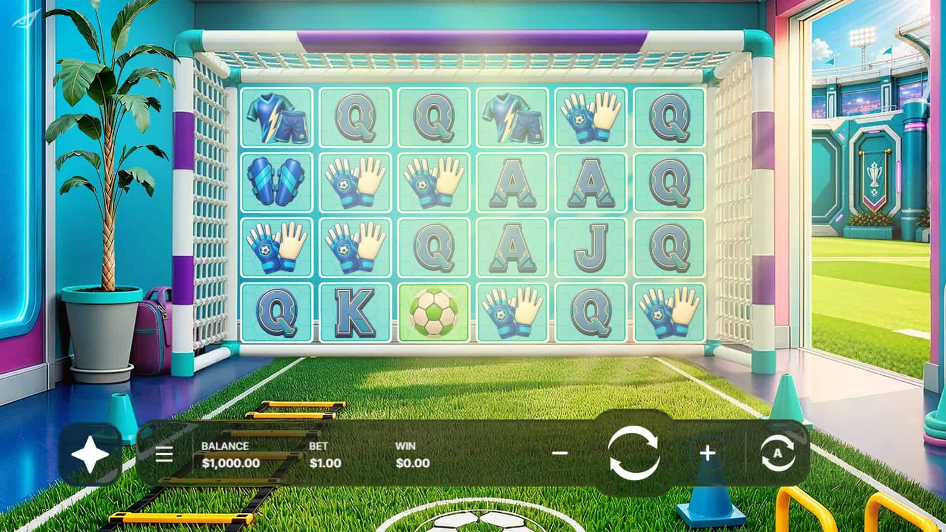 Soccer slot gameplay reels