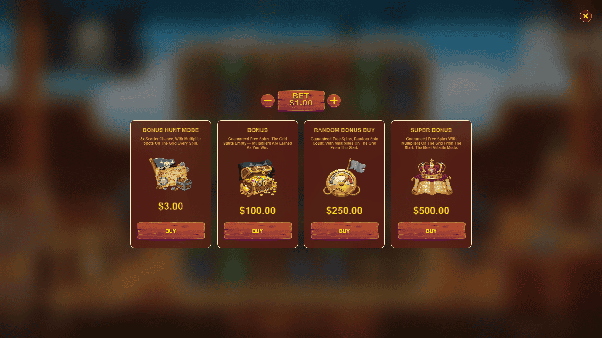 Corsairs Curse bonus buy menu