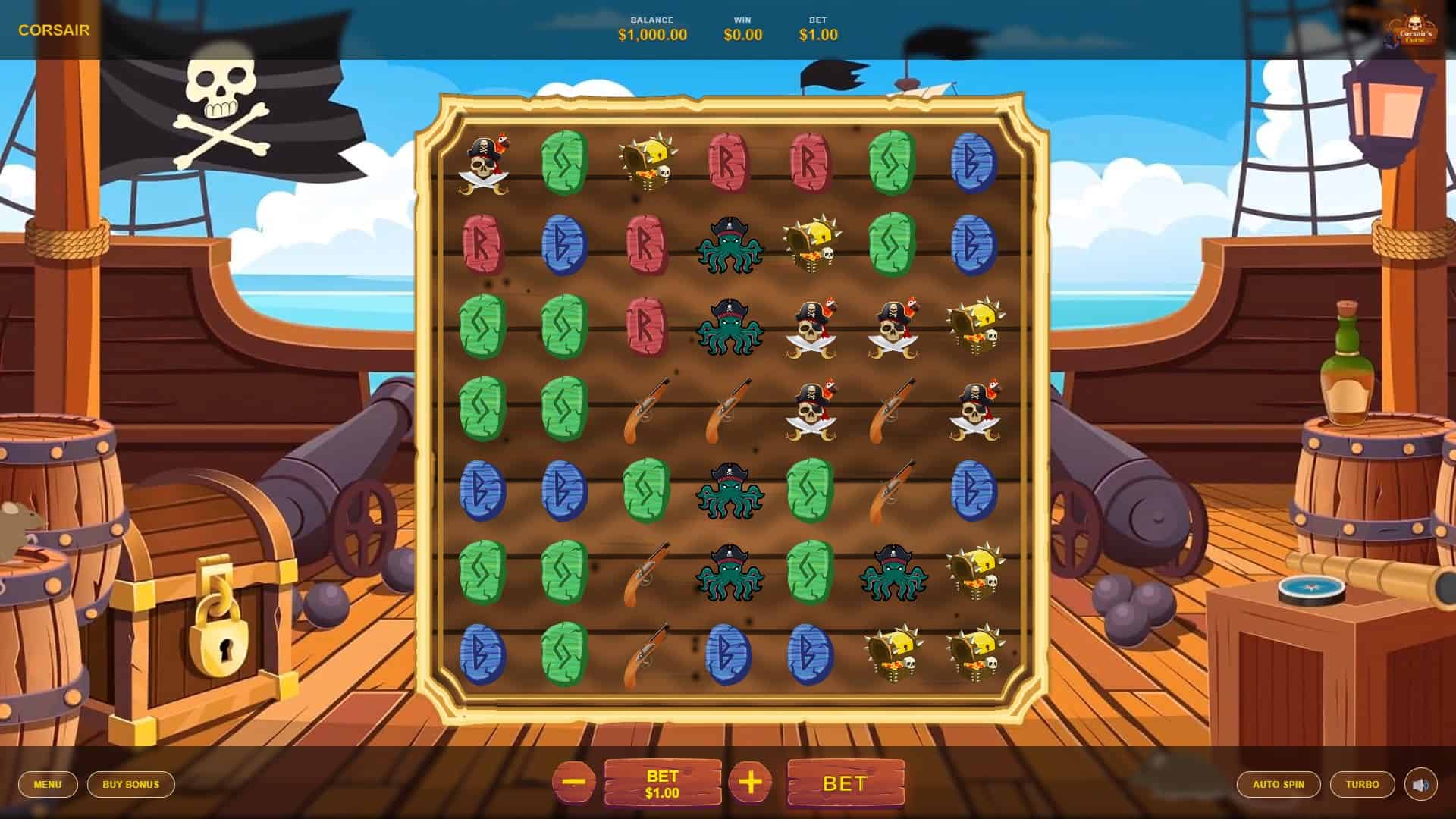 Corsairs Curse slot gameplay reels