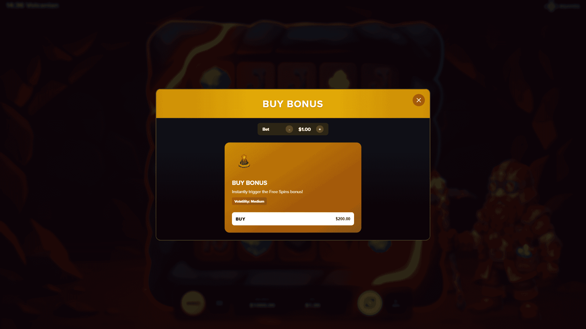 Volcanian bonus buy menu